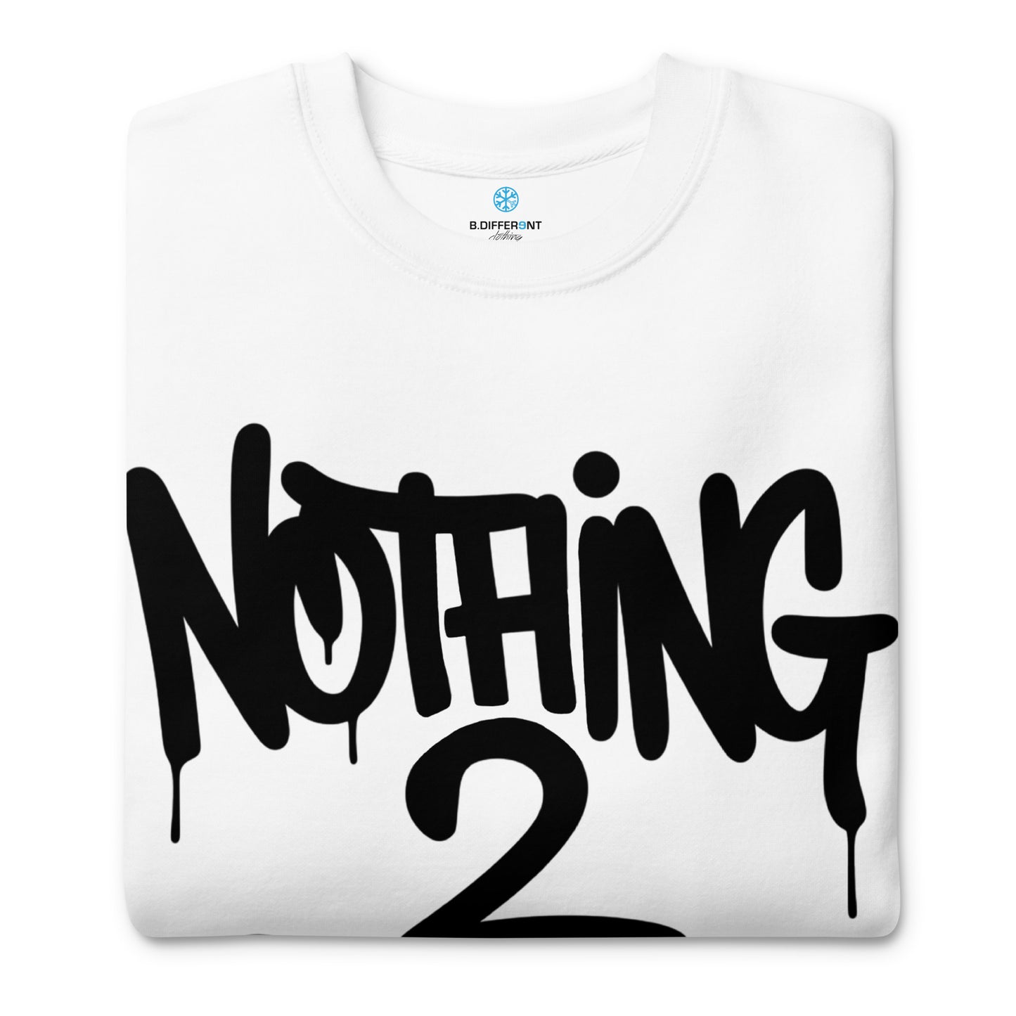 White-Nothing 2 Obey Graffiti Sweatshirt from B.Different Clothing, folded, graffiti-inspired streetwear
