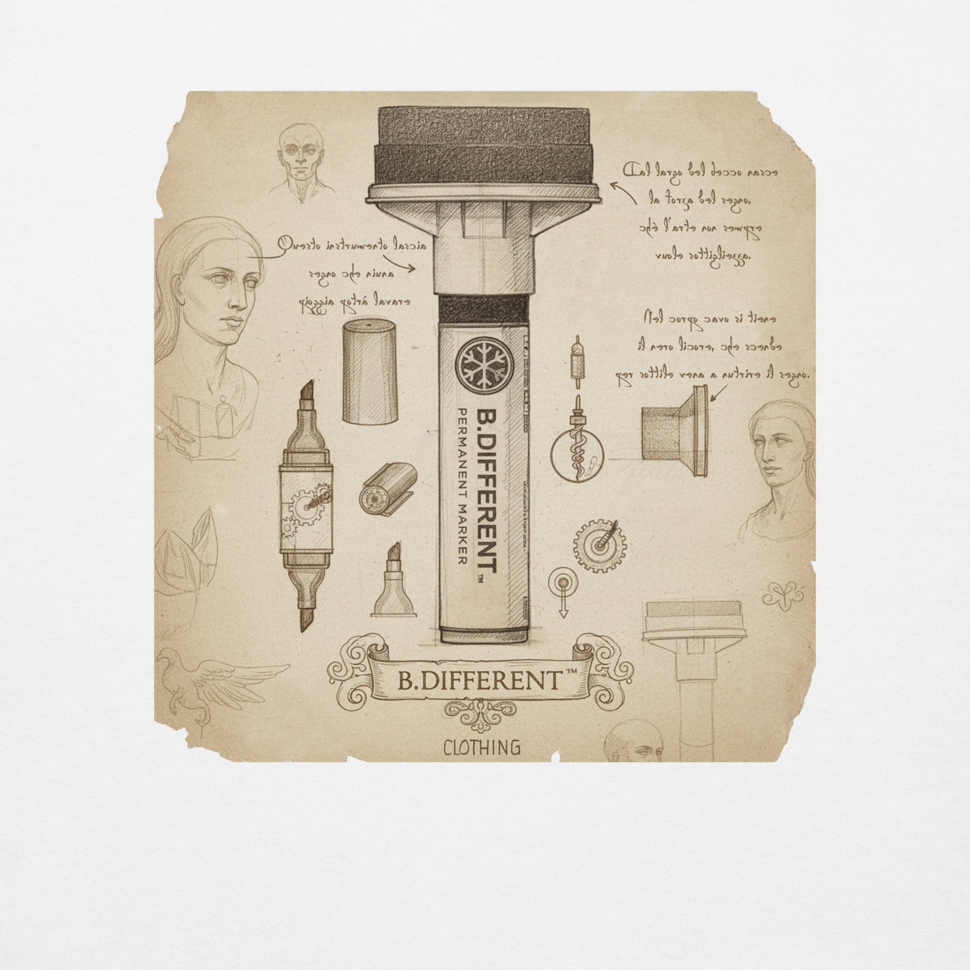 White-Marker Sketch Graffiti Sweatshirt from B.Different Clothing, graphic, graffiti-inspired streetwear