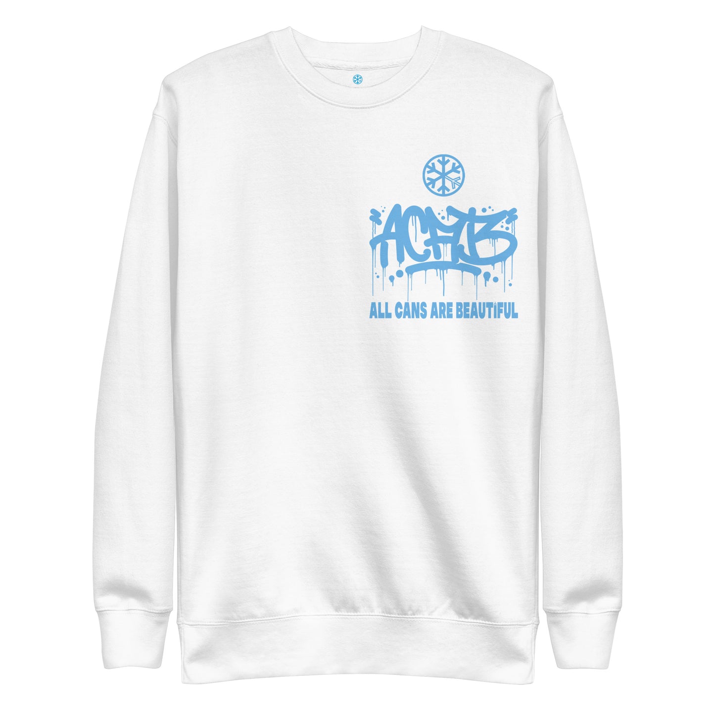 White-ACAB Graffiti Character Sweatshirt from B.Different Clothing, front view, graffiti-inspired streetwear