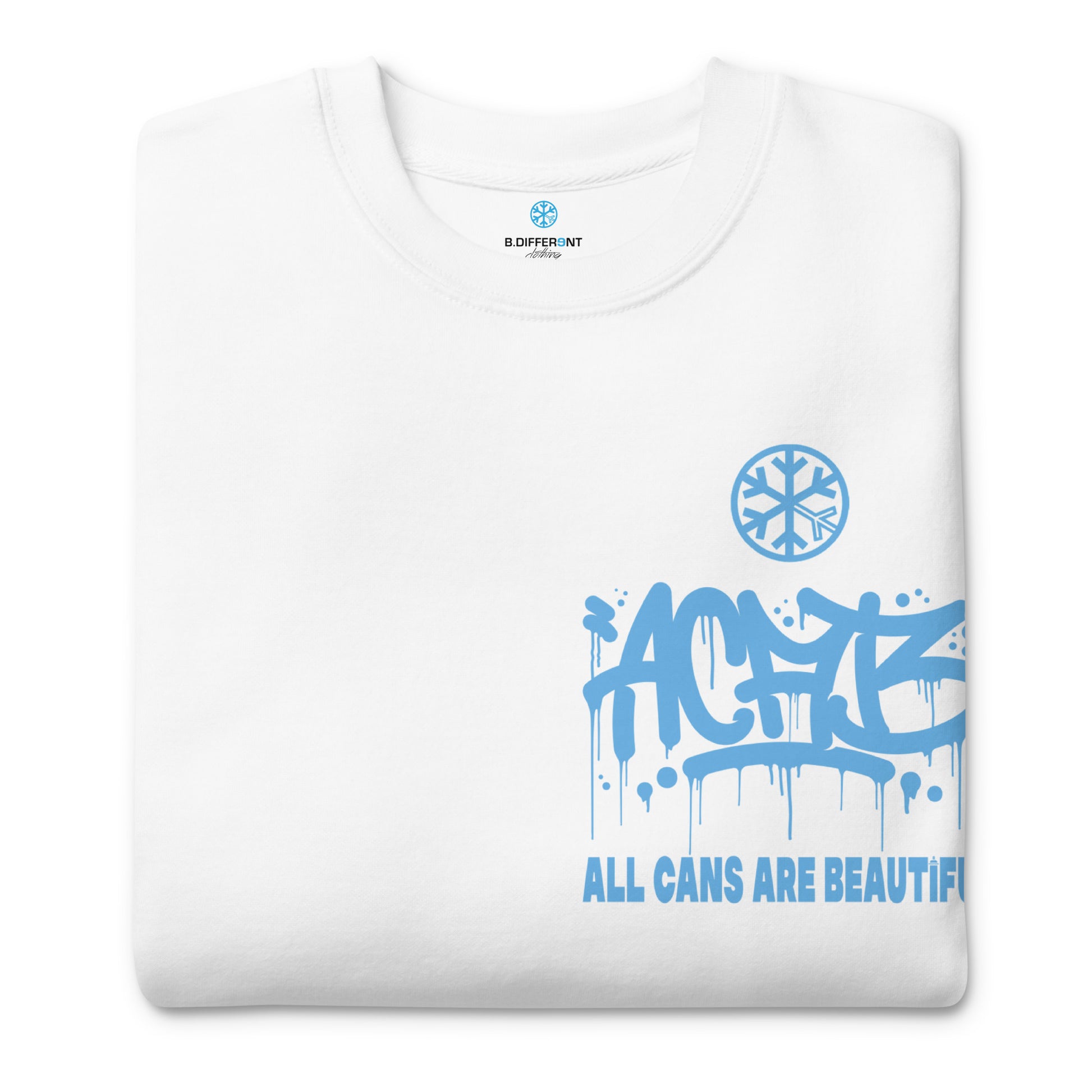 White-ACAB Graffiti Character Sweatshirt from B.Different Clothing, folded, graffiti-inspired streetwear