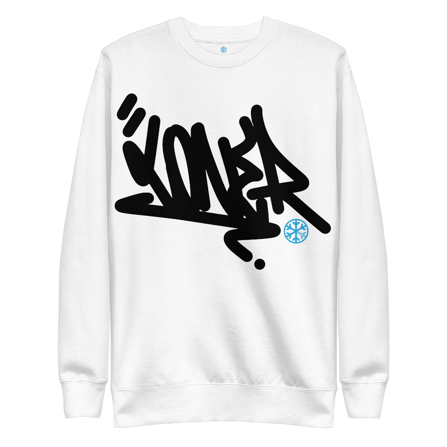 White-Loner Graffiti Tag Sweatshirt from B.Different Clothing, front view, graffiti-inspired streetwear