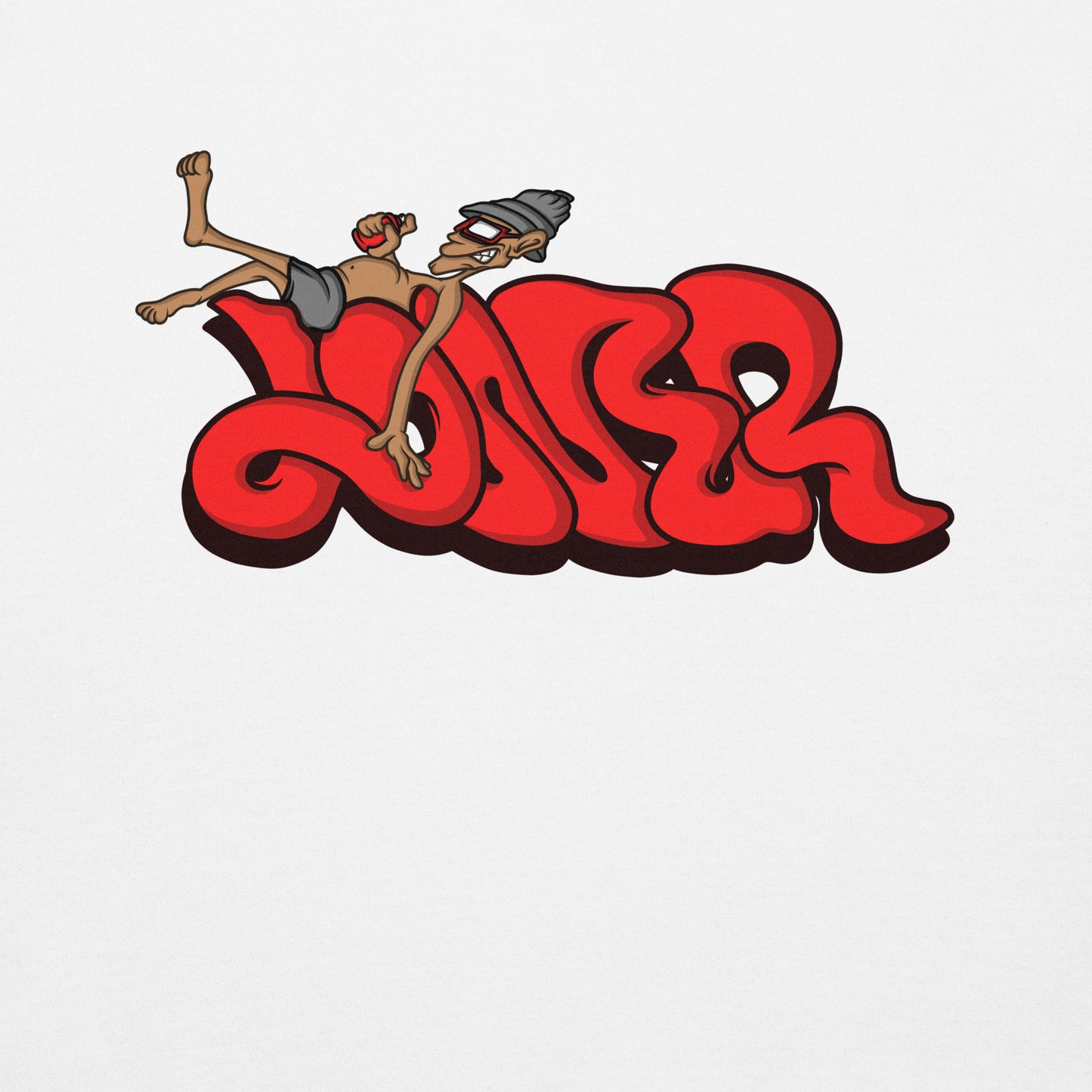 White-Loner Graffiti Piece Sweatshirt from B.Different Clothing, graphic, graffiti-inspired streetwear