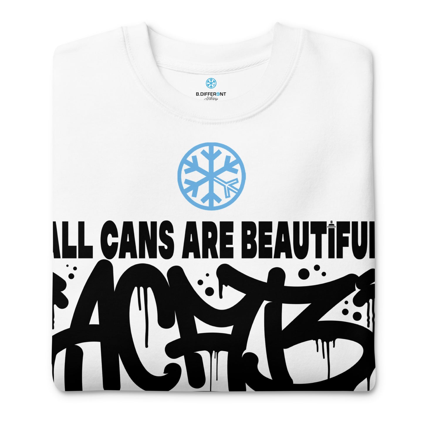 White-Acab Graffiti Tag Sweatshirt from B.Different Clothing, folded, graffiti-inspired streetwear