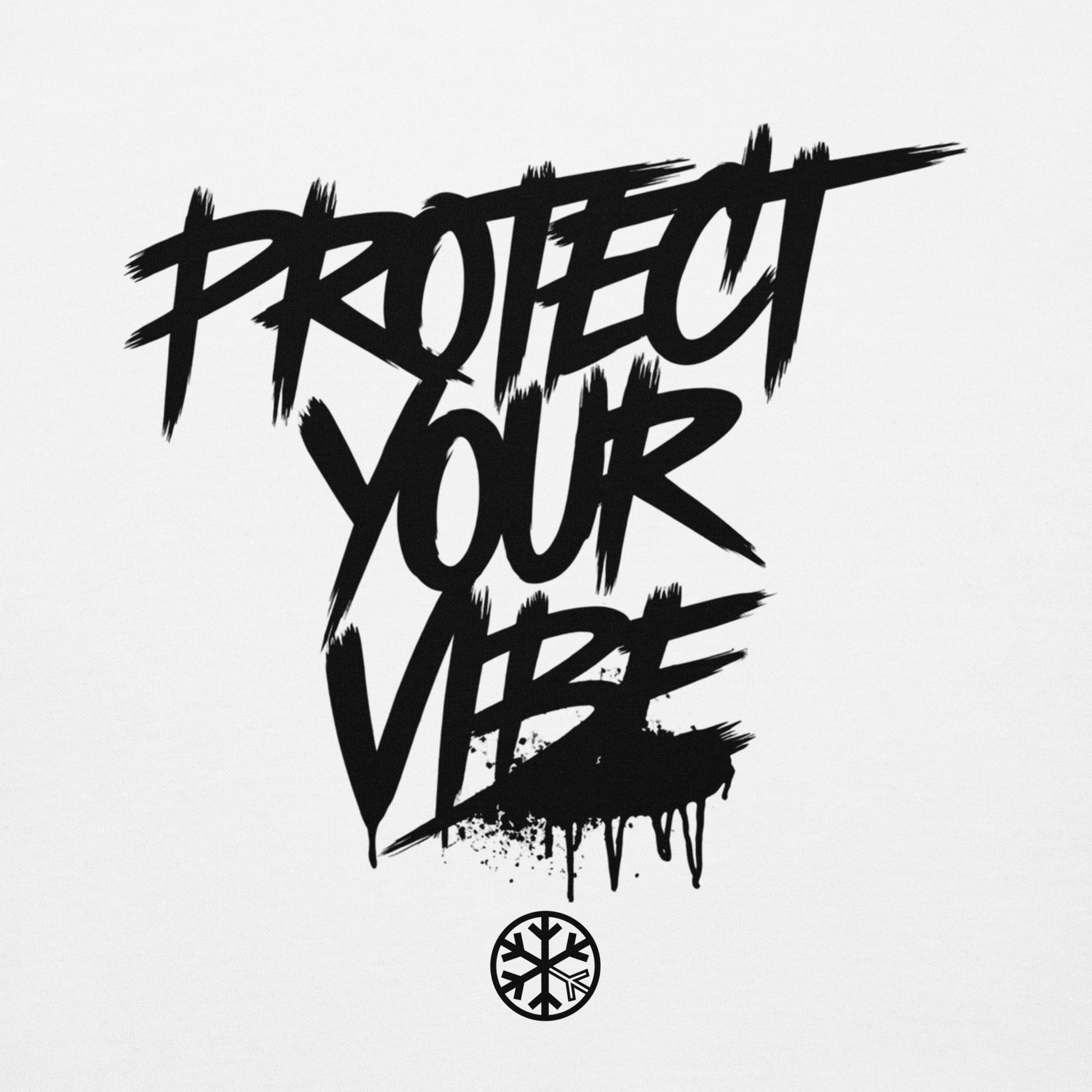 White-Protect Your Vibe Graffiti Tag Sweatshirt from B.Different Clothing, graphic, graffiti-inspired streetwear