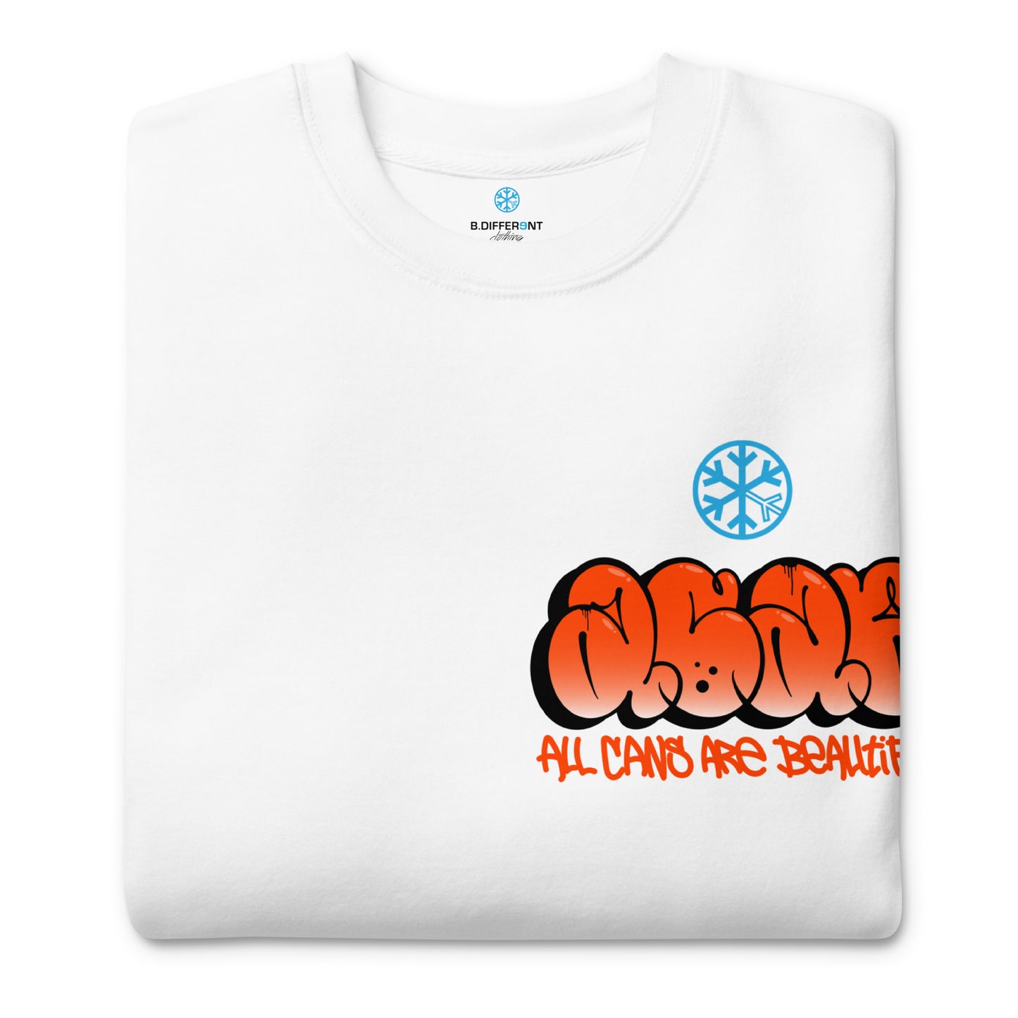 White-ACAB Girl Graffiti Sweatshirt from B.Different Clothing, folded, graffiti-inspired streetwear