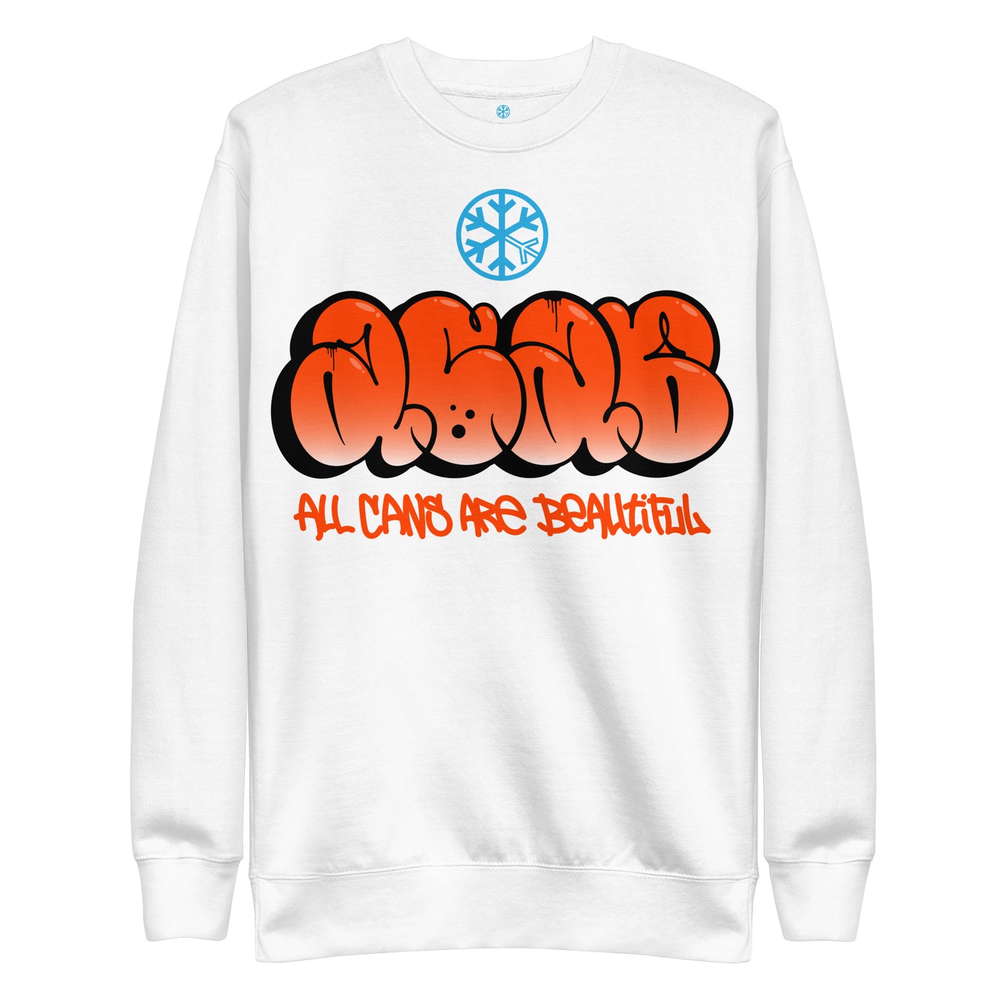 White-ACAB Graffiti Throw-up Sweatshirt from B.Different Clothing, front view, graffiti-inspired streetwear