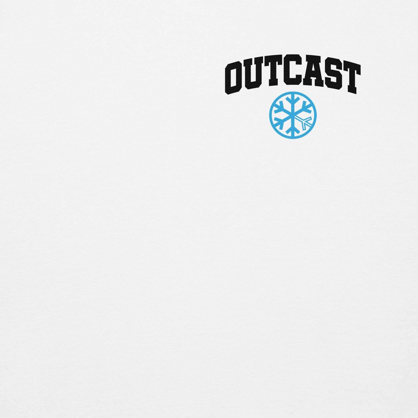 White-Outcast Graffiti Character Sweatshirt from B.Different Clothing, front graphic, graffiti-inspired streetwear