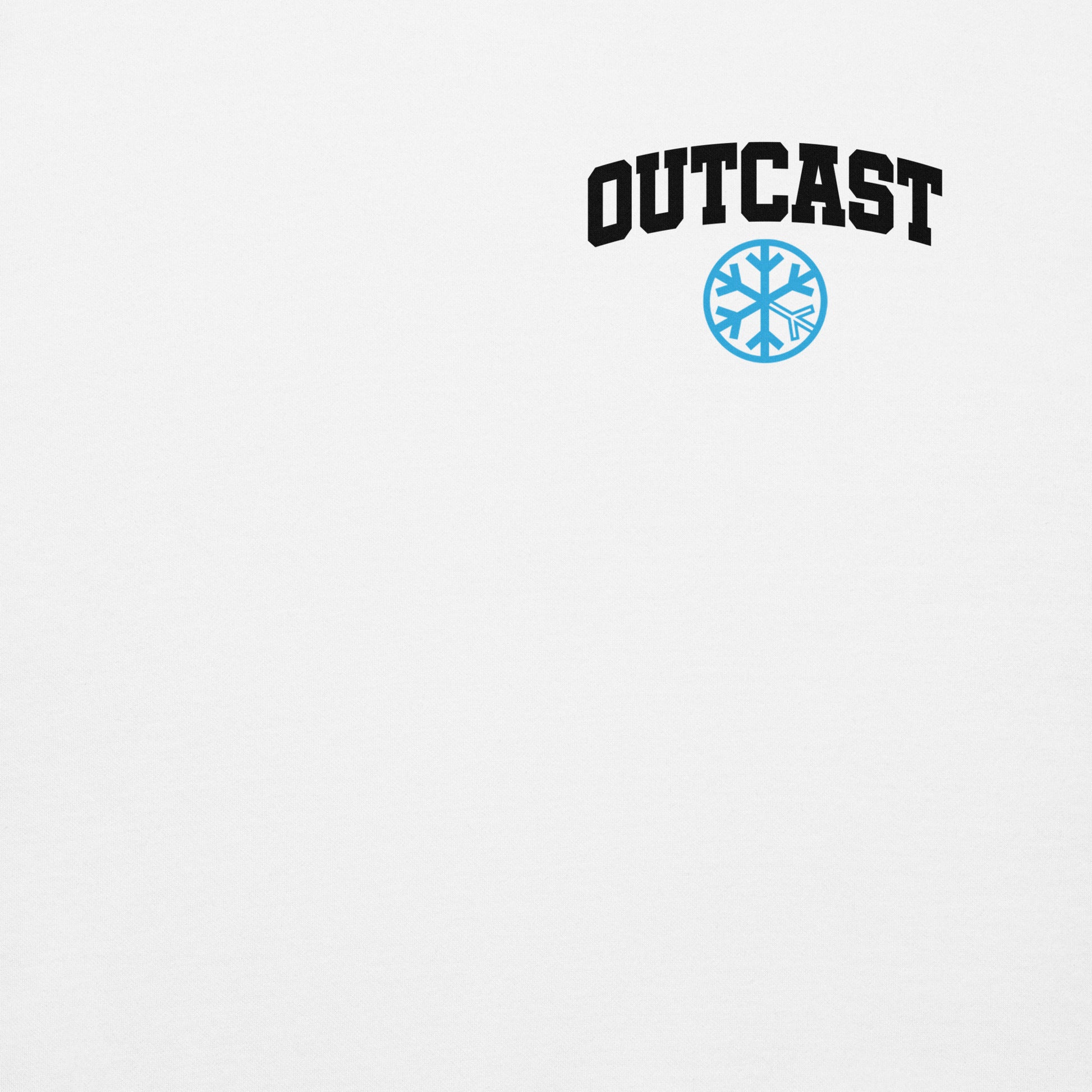 White-Outcast Graffiti Character Sweatshirt from B.Different Clothing, front graphic, graffiti-inspired streetwear