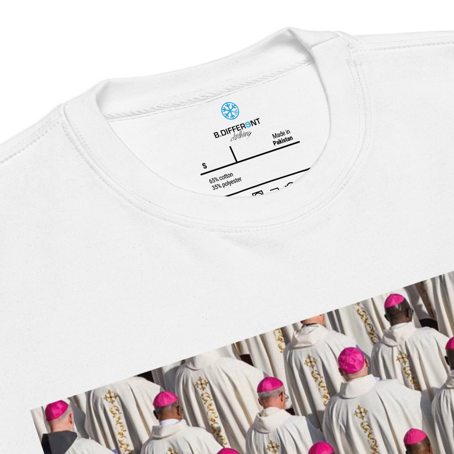 White-Vatican Crooks Sweatshirt from B.Different Clothing, collar, graffiti-inspired streetwear