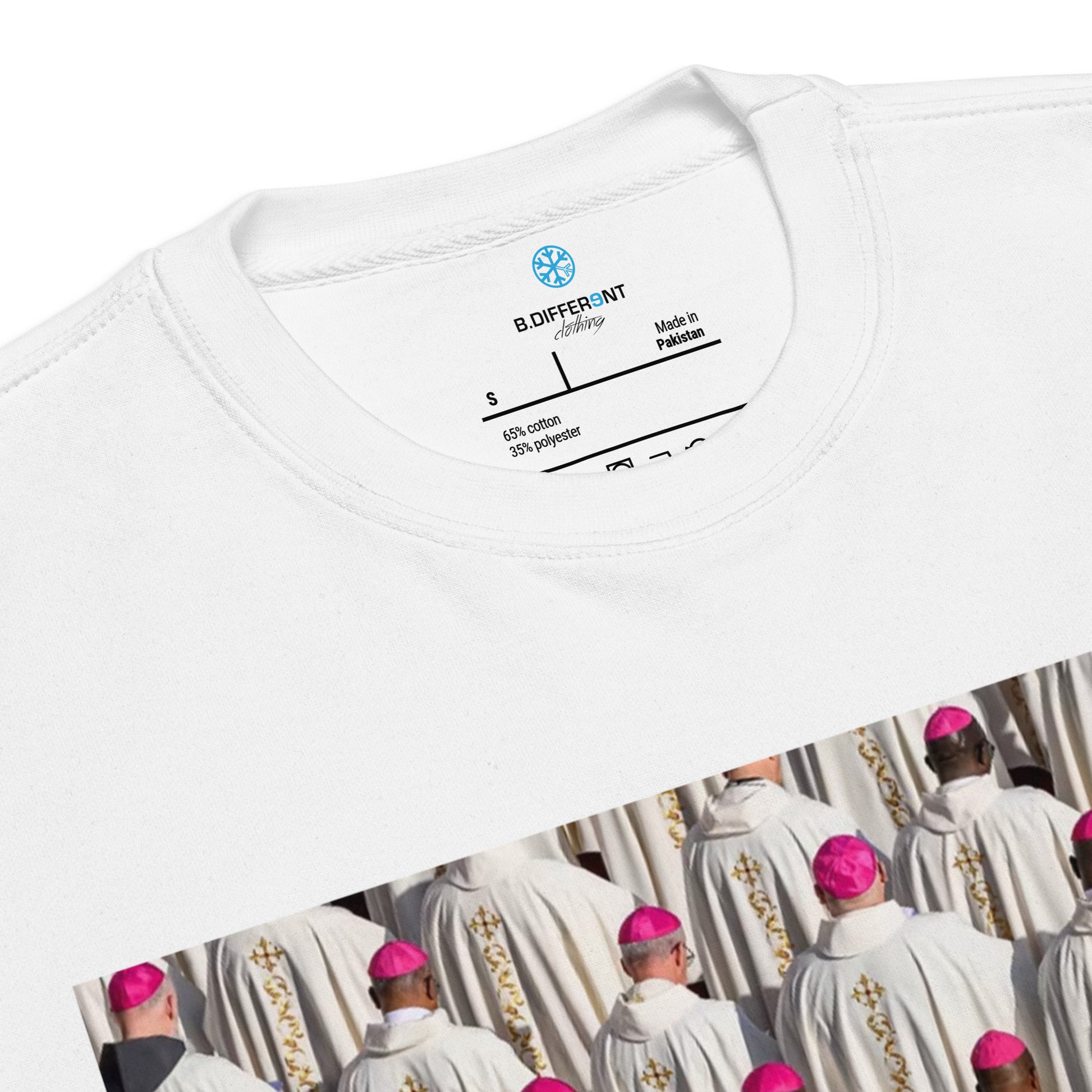 White-Vatican Crooks Sweatshirt from B.Different Clothing, collar, graffiti-inspired streetwear
