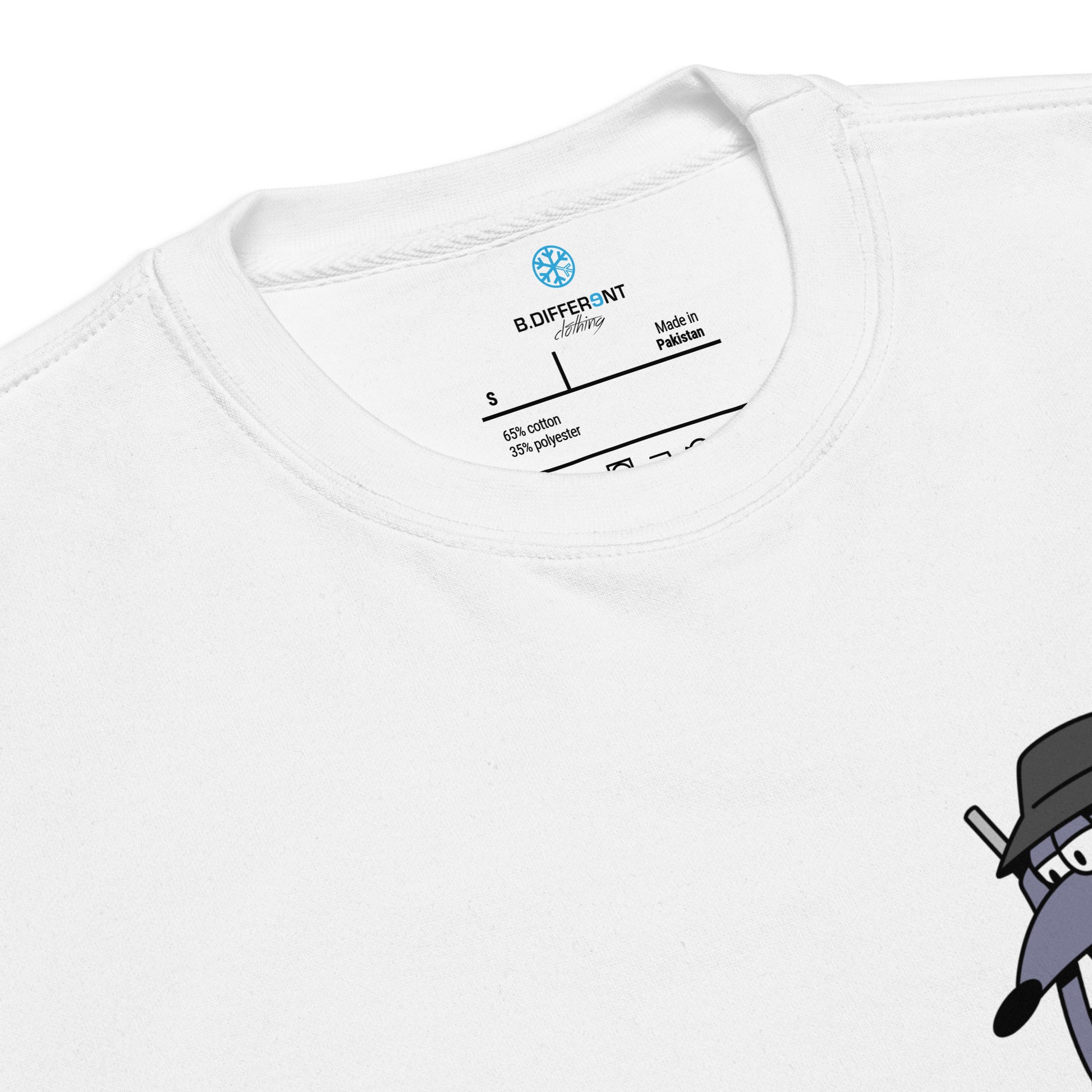 White-Bad Boy Graffiti Sweatshirt from B.Different Clothing, collar, graffiti-inspired streetwear