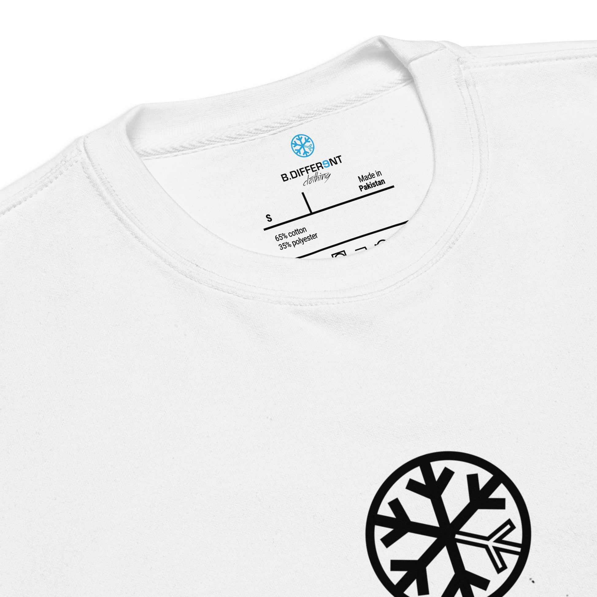 White-Outsider Graffiti Tag Sweatshirt from B.Different Clothing, collar, graffiti-inspired streetwear