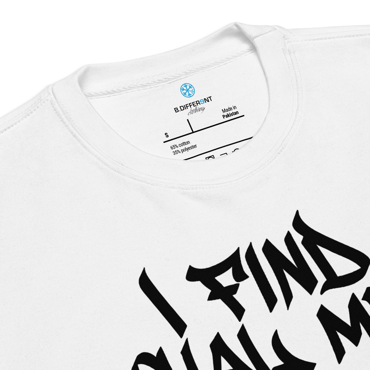 White-Social Media Graffiti Tag Sweatshirt from B.Different Clothing, collar, graffiti-inspired streetwear