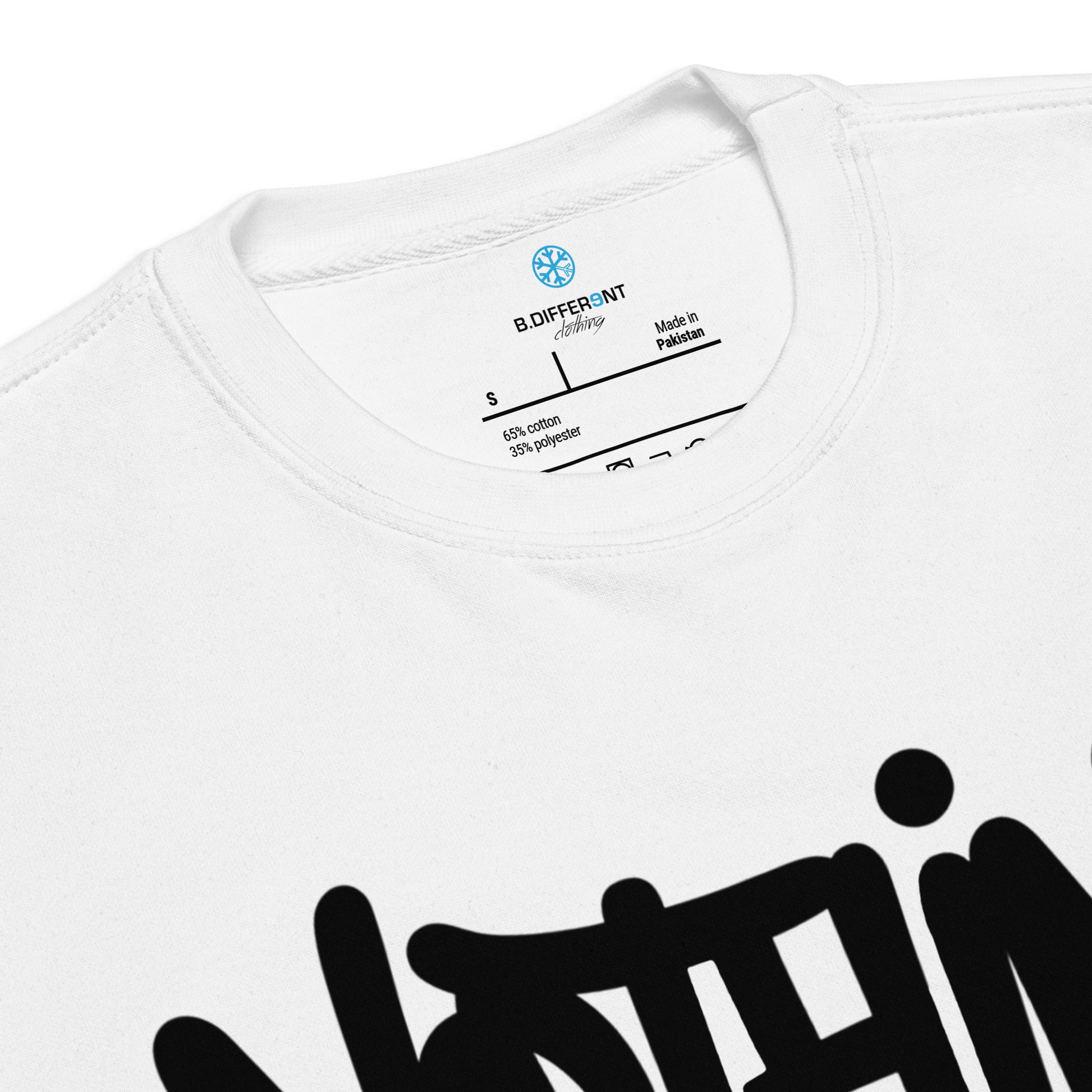 White-Nothing 2 Obey Graffiti Sweatshirt from B.Different Clothing, collar, graffiti-inspired streetwear