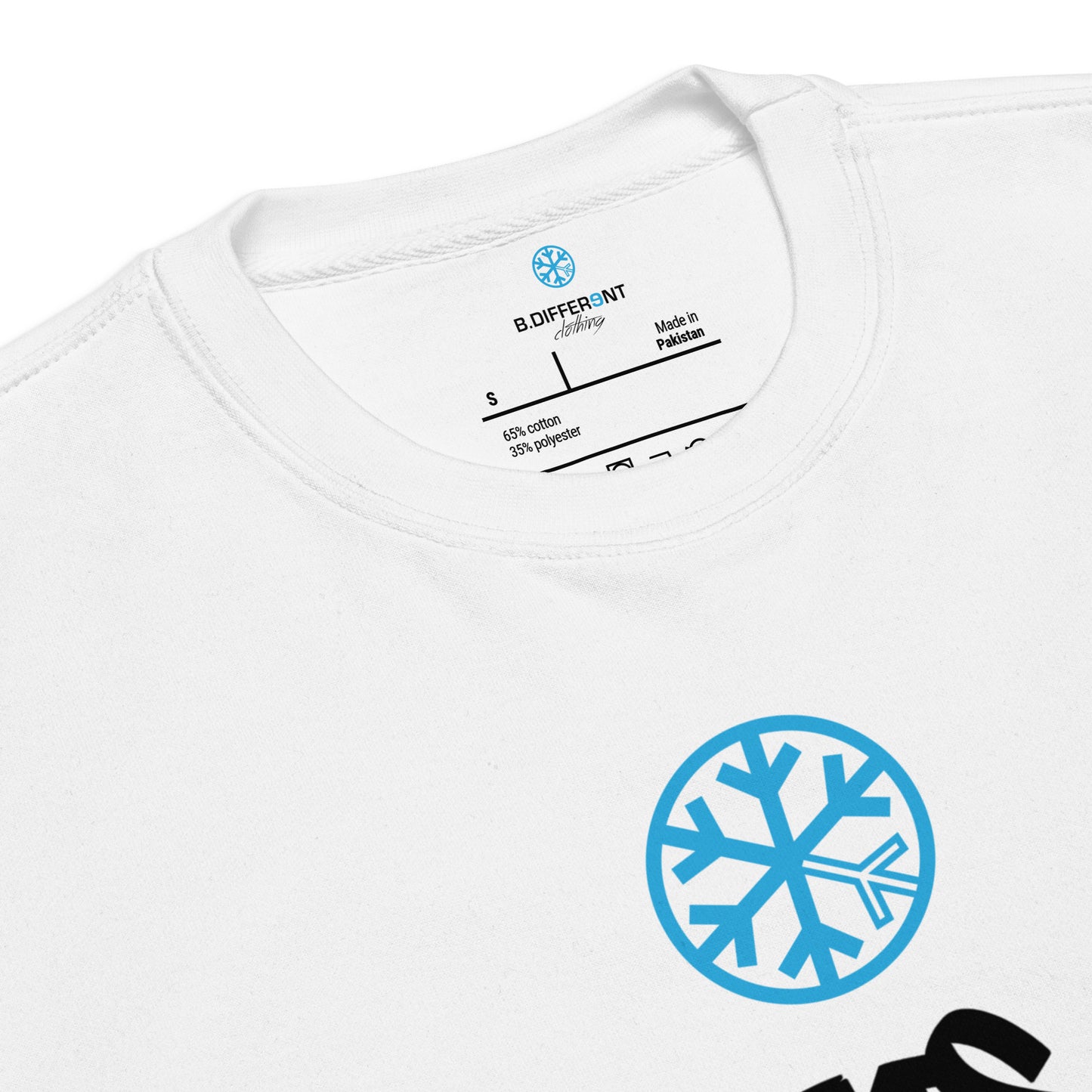 White-Groupthink Graffiti Sweatshirt from B.Different Clothing, collar, graffiti-inspired streetwear