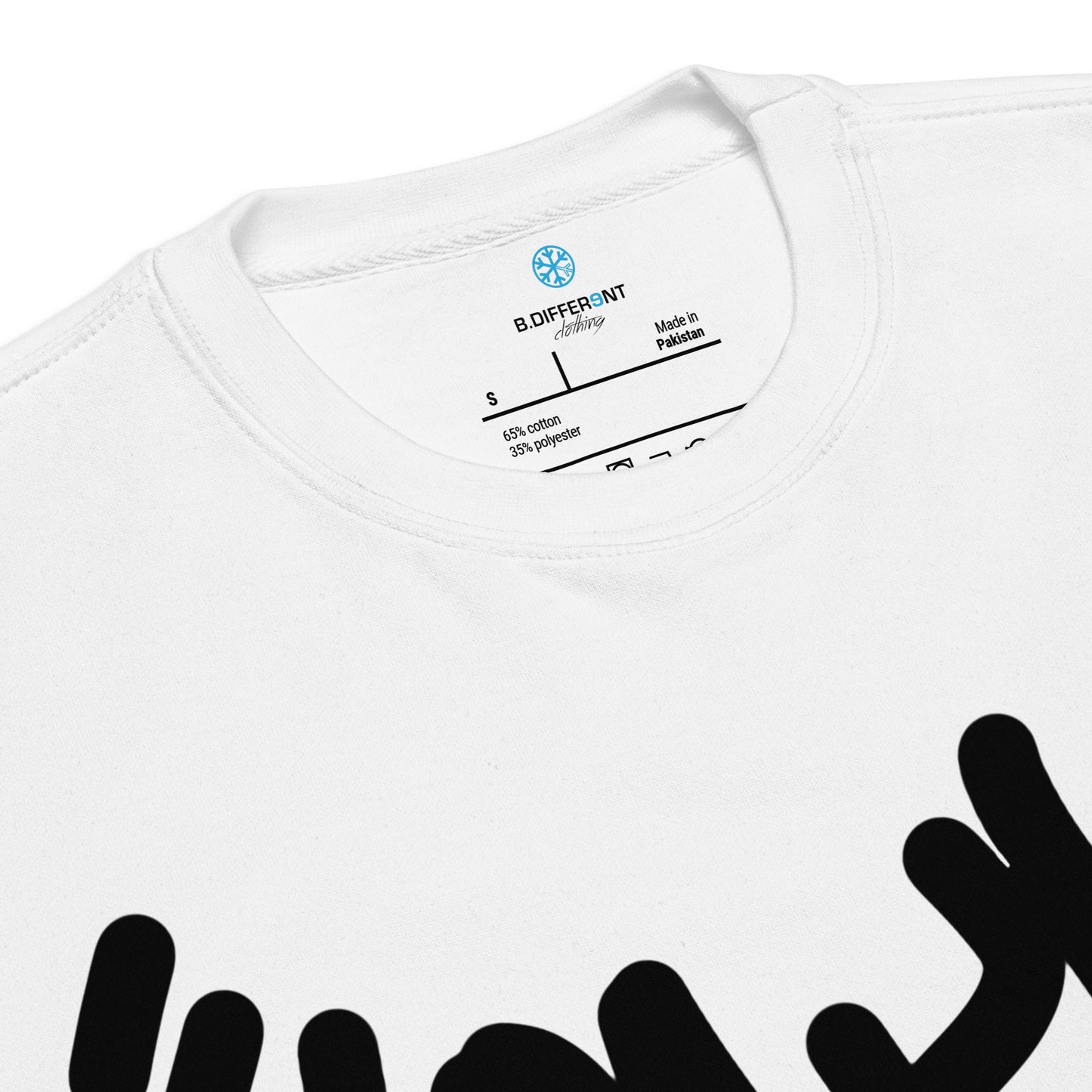 White-Loner Graffiti Tag Sweatshirt from B.Different Clothing, collar, graffiti-inspired streetwear