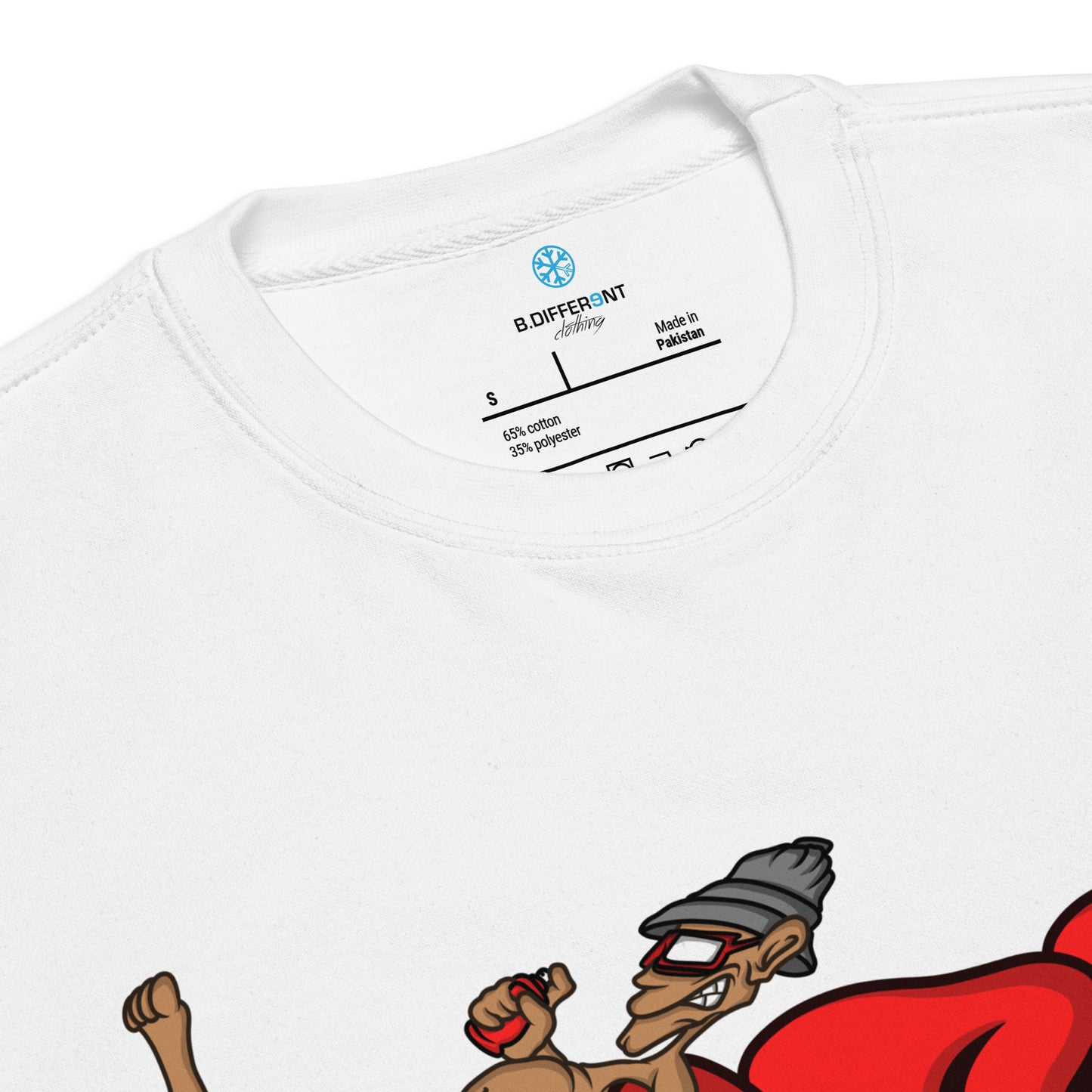 White-Loner Graffiti Piece Sweatshirt from B.Different Clothing, collar, graffiti-inspired streetwear