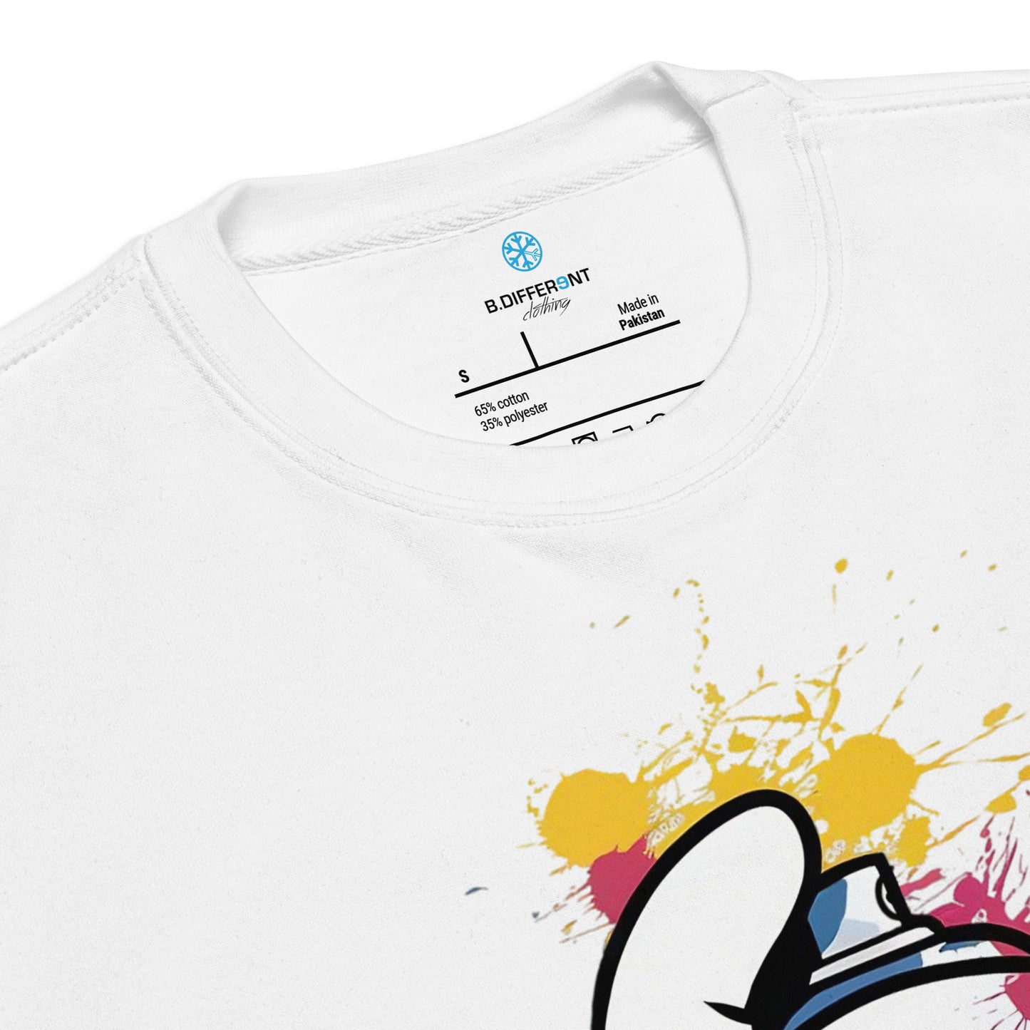 White-Hand Spray Can Graffiti Sweatshirt from B.Different Clothing, collar, graffiti-inspired streetwear