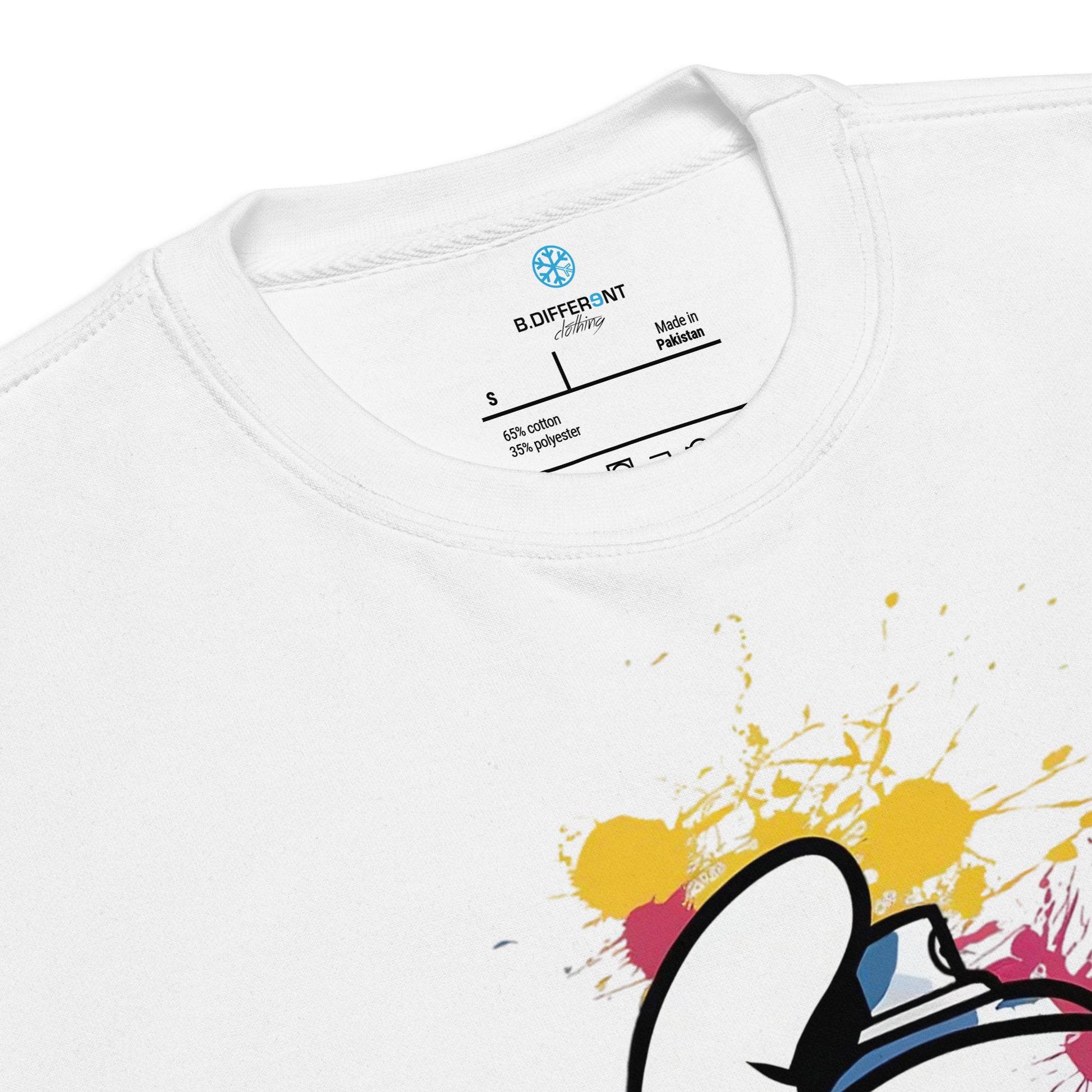 White-Hand Spray Can Graffiti Sweatshirt from B.Different Clothing, collar, graffiti-inspired streetwear