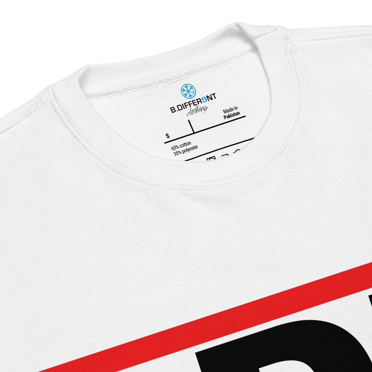 White-BDFRNT OG Logo Sweatshirt from B.Different Clothing, collar, graffiti-inspired streetwear