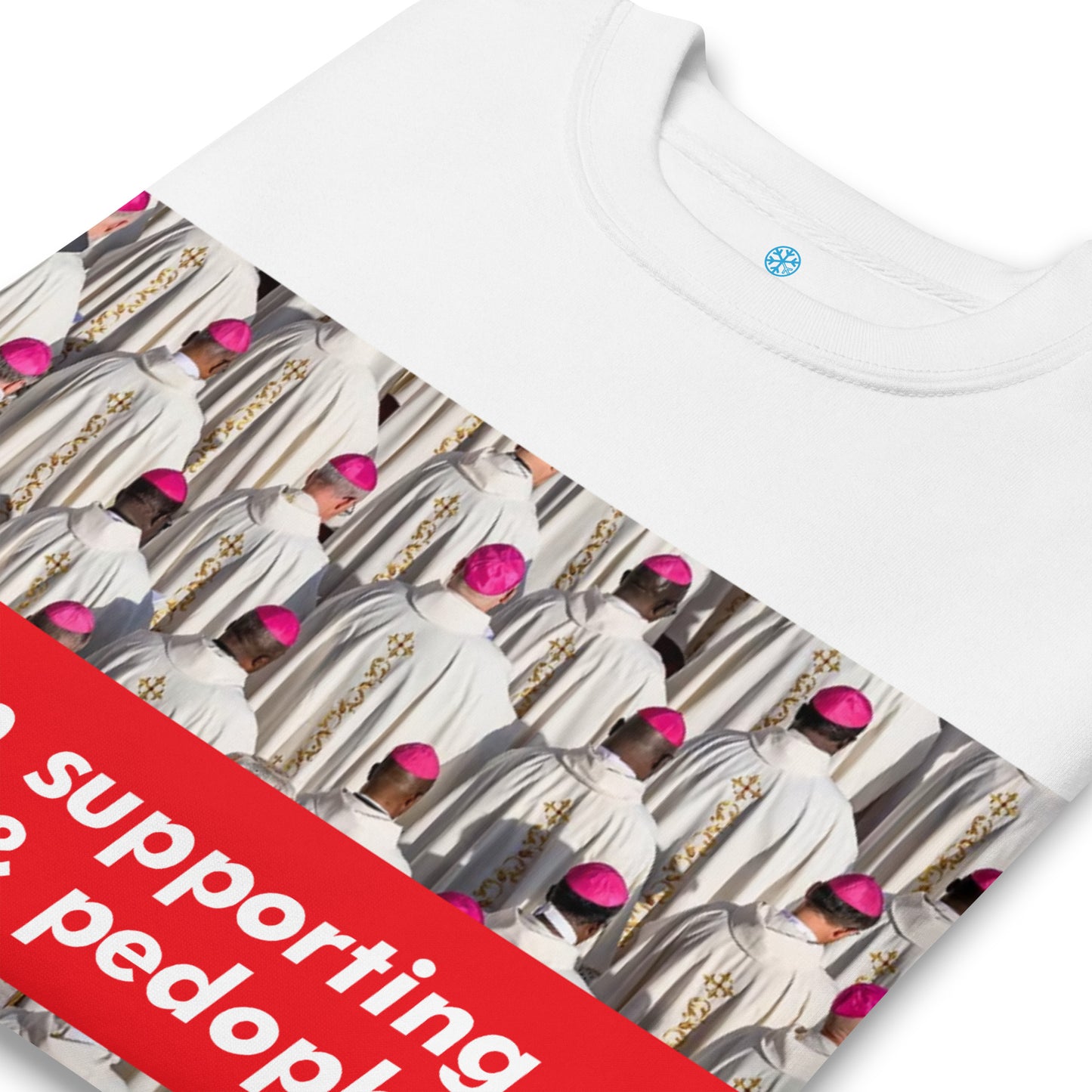 White-Vatican Crooks Sweatshirt from B.Different Clothing, detail, graffiti-inspired streetwear