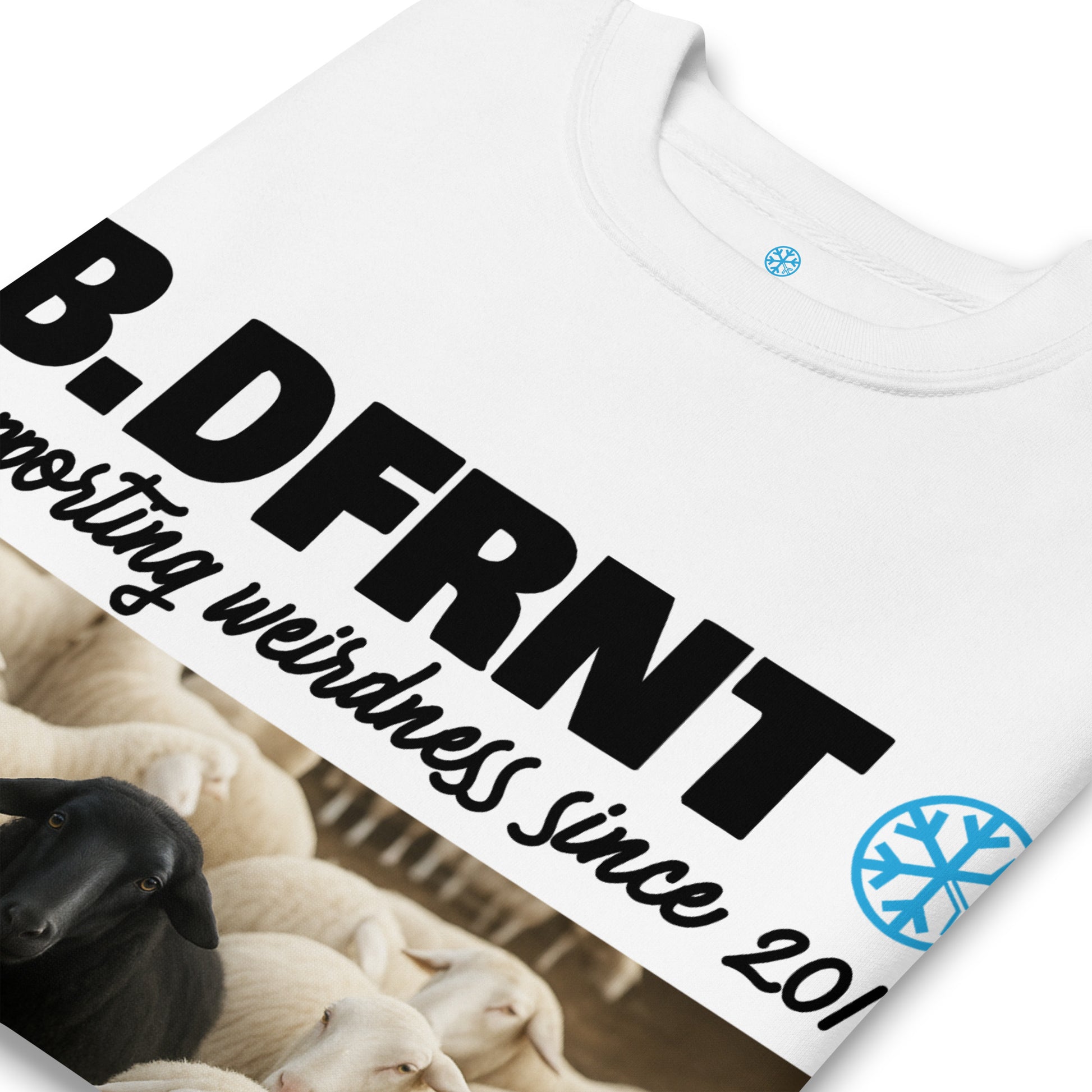 White-Black Sheep Sweatshirt from B.Different Clothing, detail, graffiti-inspired streetwear