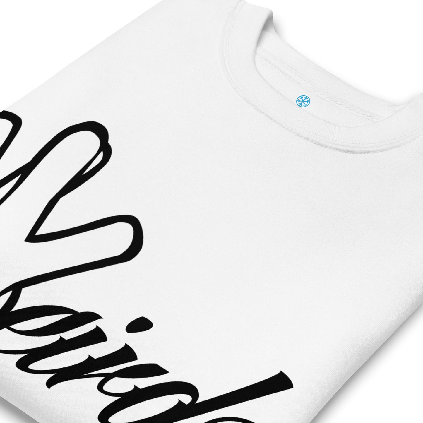 White-Weirdo Hand Sign Sweatshirt from B.Different Clothing, detail, graffiti-inspired streetwear