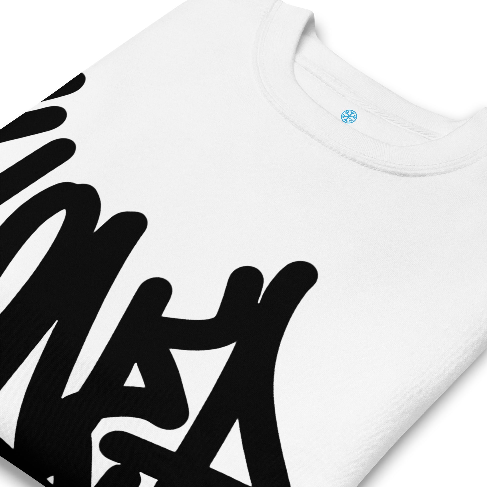 White-Loner Graffiti Tag Sweatshirt from B.Different Clothing, detail, graffiti-inspired streetwear