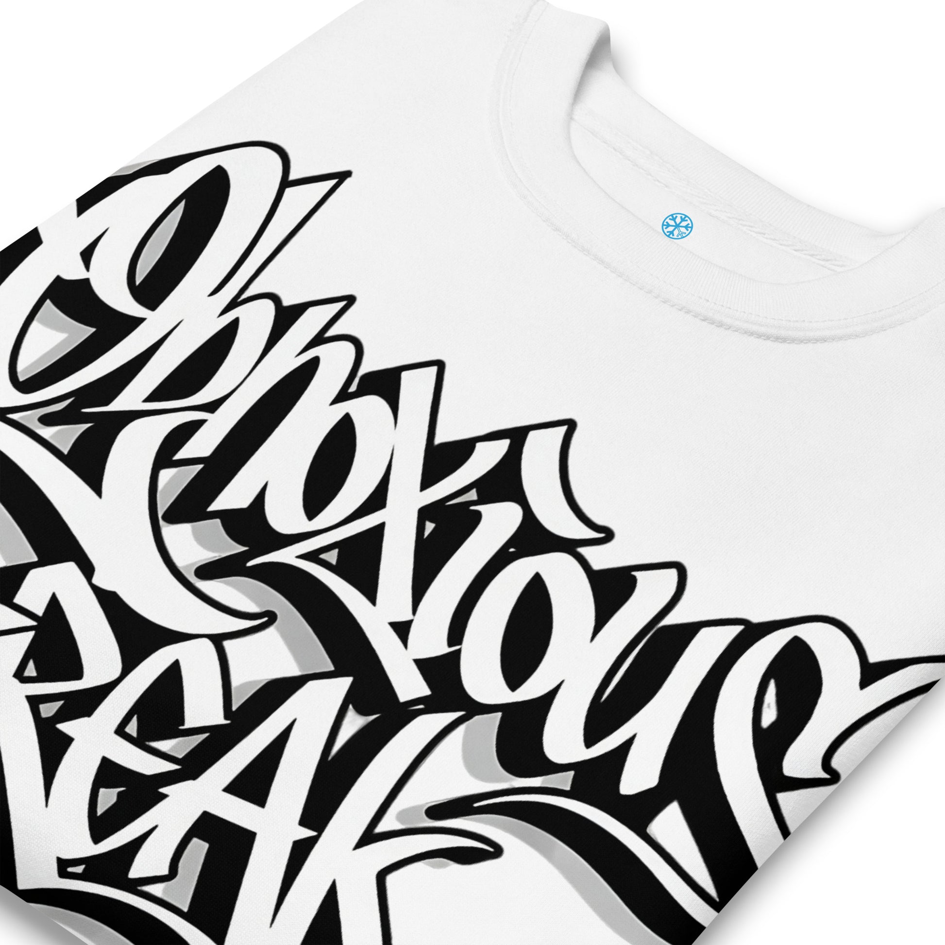 White-Obnoxious Freak Graffiti Sweatshirt from B.Different Clothing, detail, graffiti-inspired streetwear