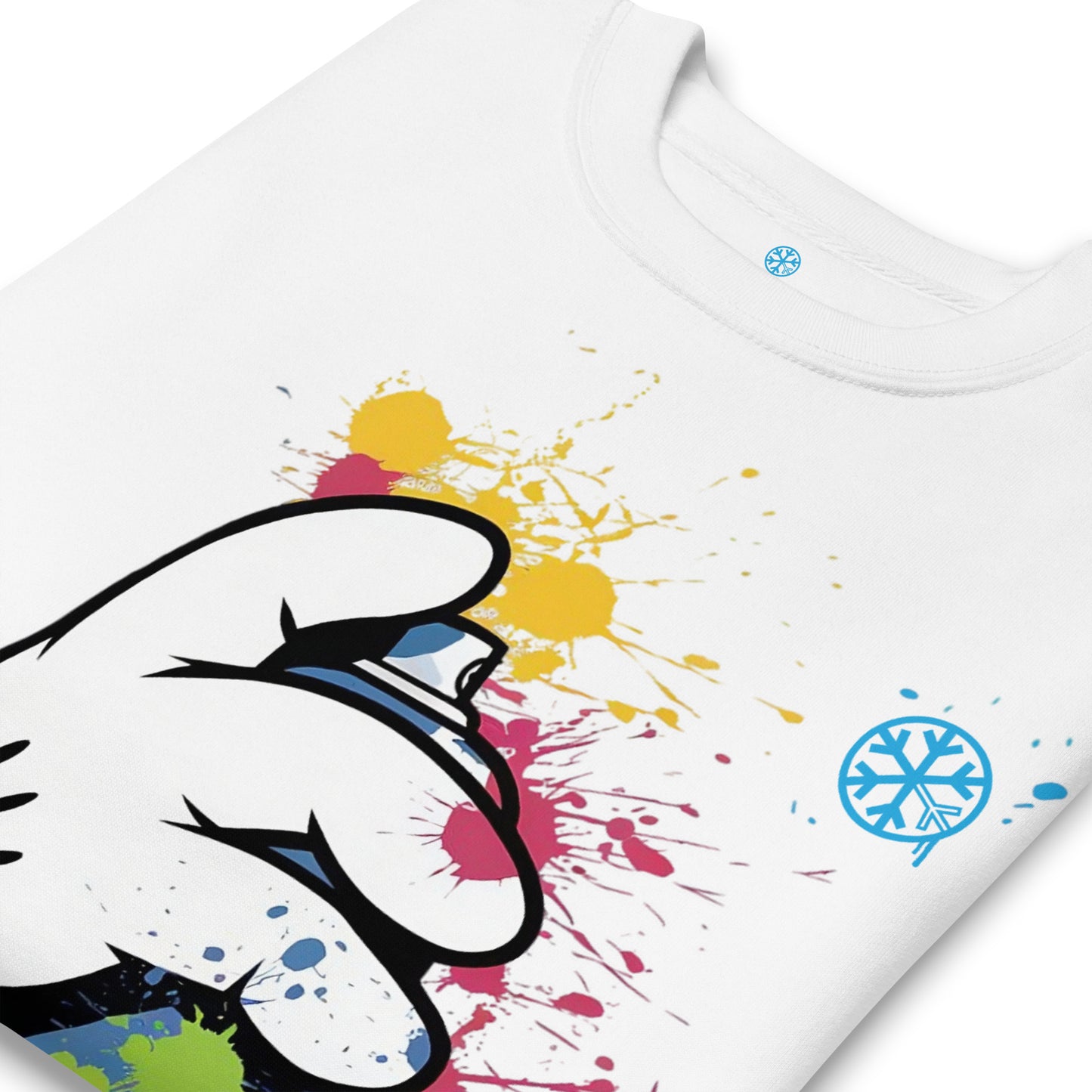 White-Hand Spray Can Graffiti Sweatshirt from B.Different Clothing, detail, graffiti-inspired streetwear