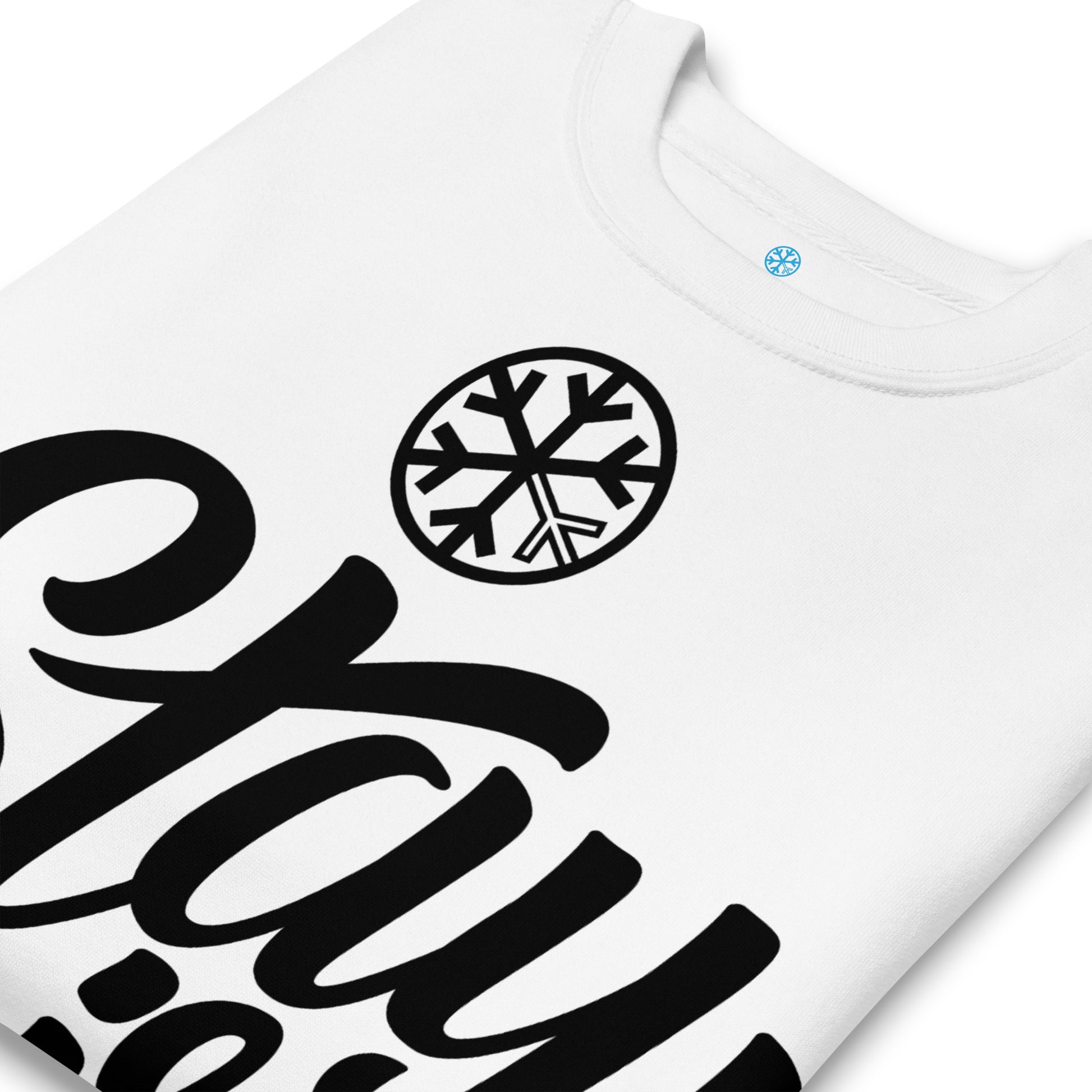 White-Stay Weird Sweatshirt from B.Different Clothing, detail, graffiti-inspired streetwear