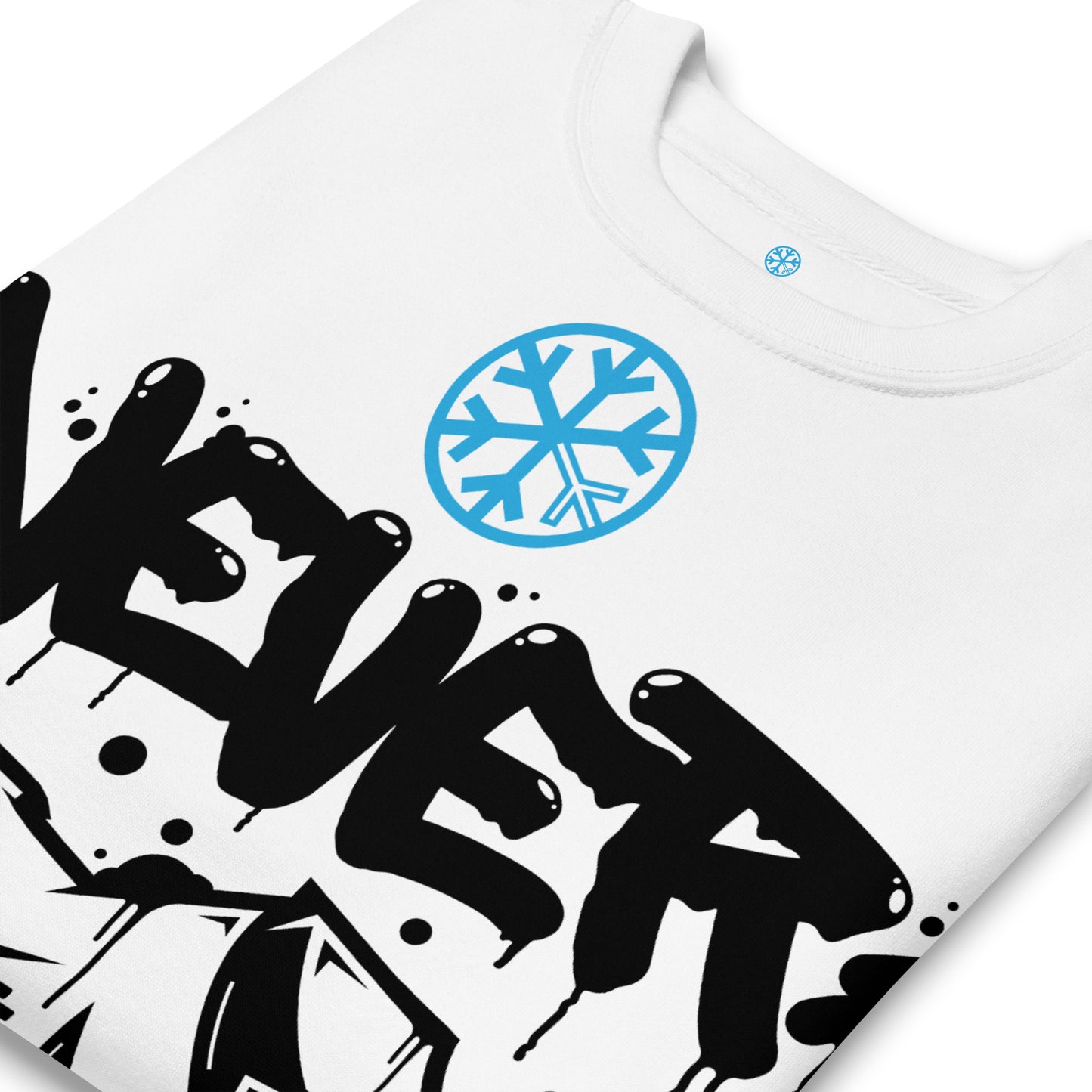 White-Never Stop Graffiti Piece Sweatshirt from B.Different Clothing, detail, graffiti-inspired streetwear