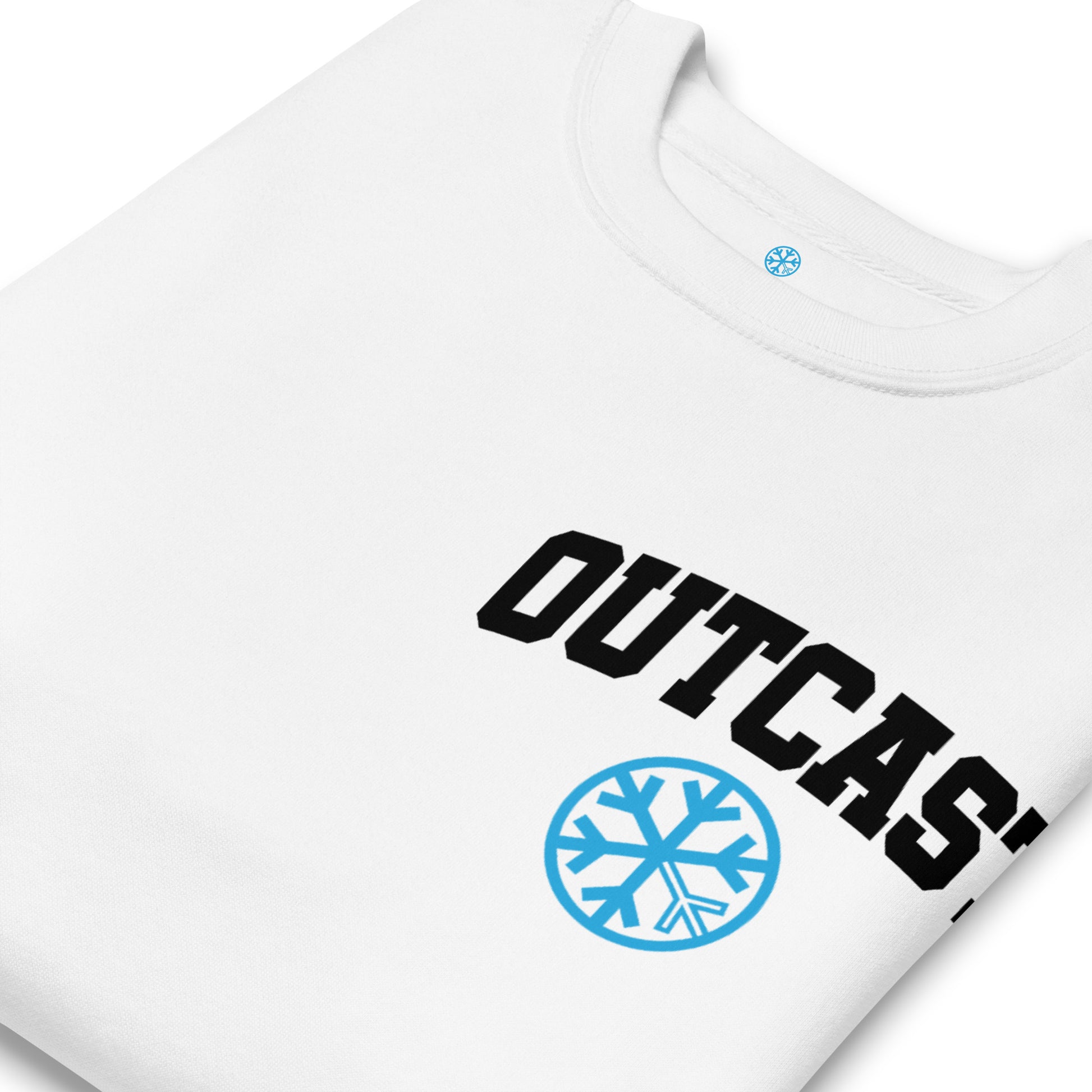 White-Outcast Graffiti Character Sweatshirt from B.Different Clothing, detail, graffiti-inspired streetwear