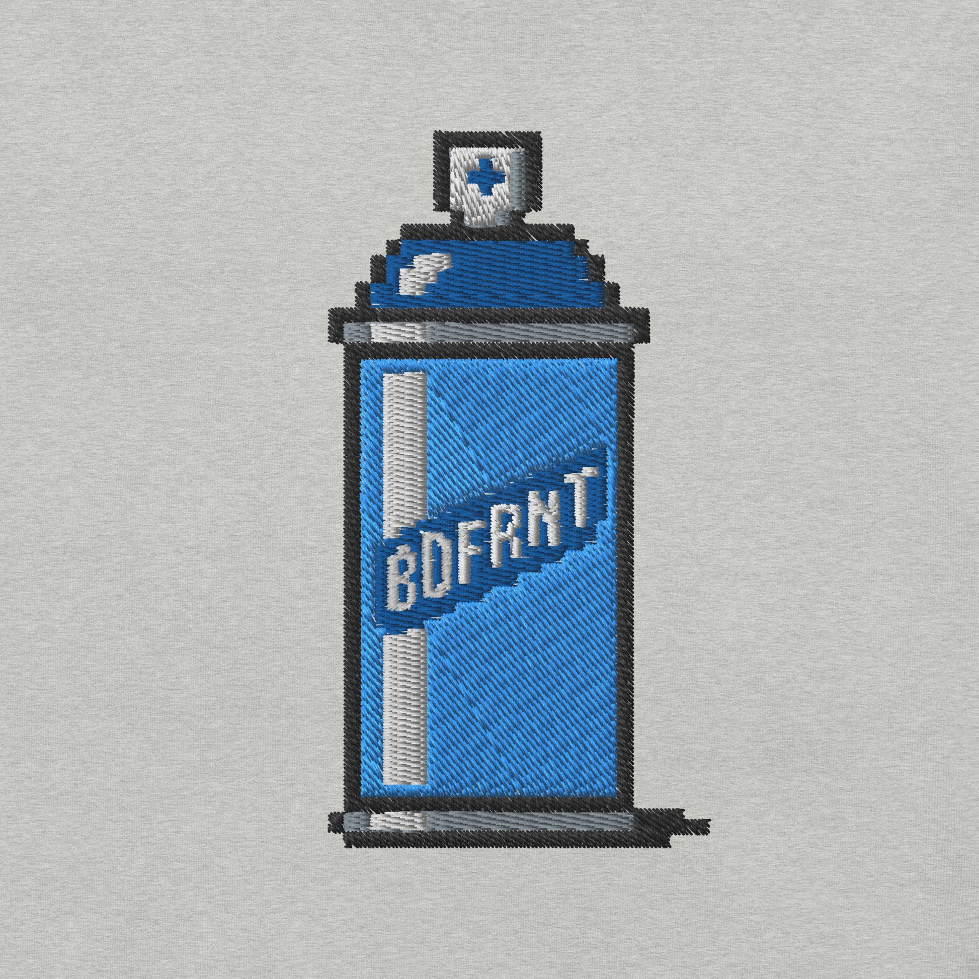 Gray-Pixel Spray Can Graffiti Sweatshirt from B.Different Clothing, front view, graffiti-inspired streetwear, oversized heavyweight