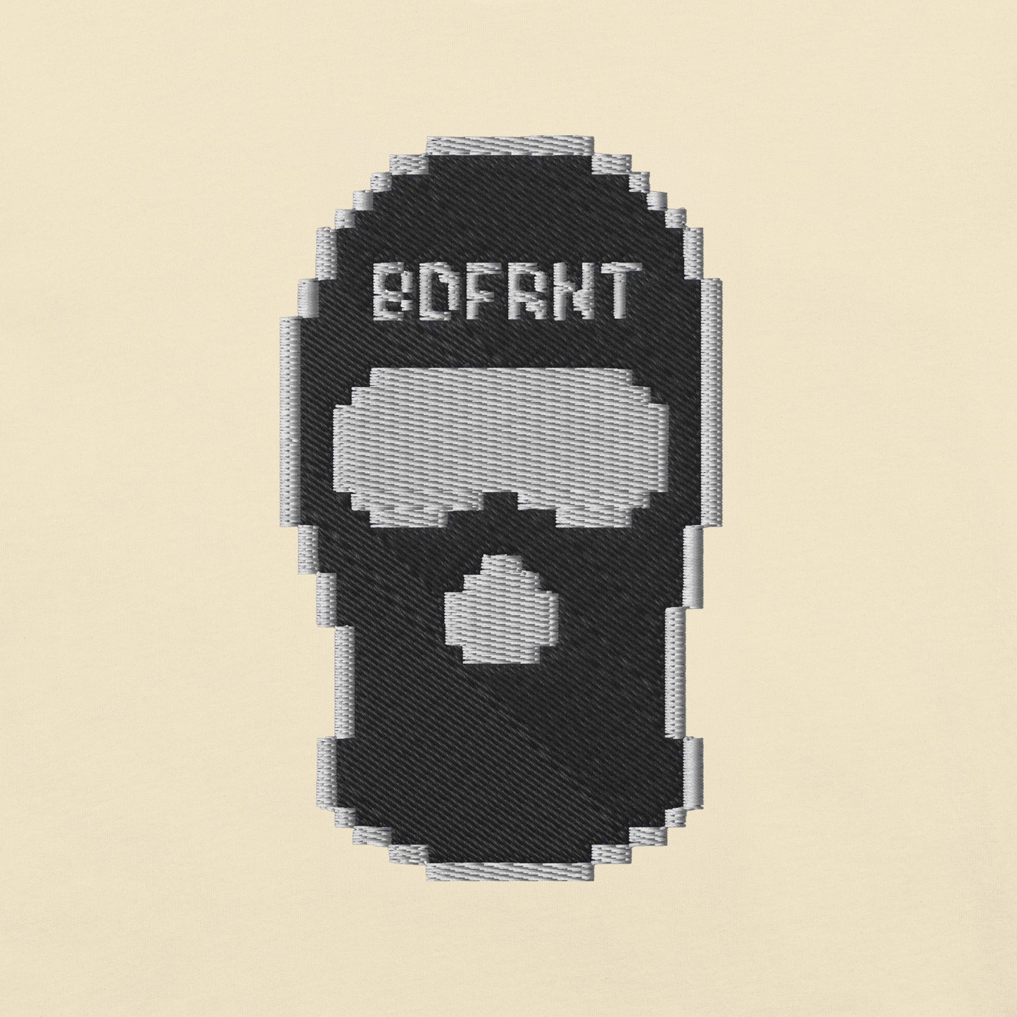 Beige-Pixel Balaclava Graffiti Sweatshirt from B.Different Clothing, graphic, graffiti-inspired streetwear, oversized heavyweight