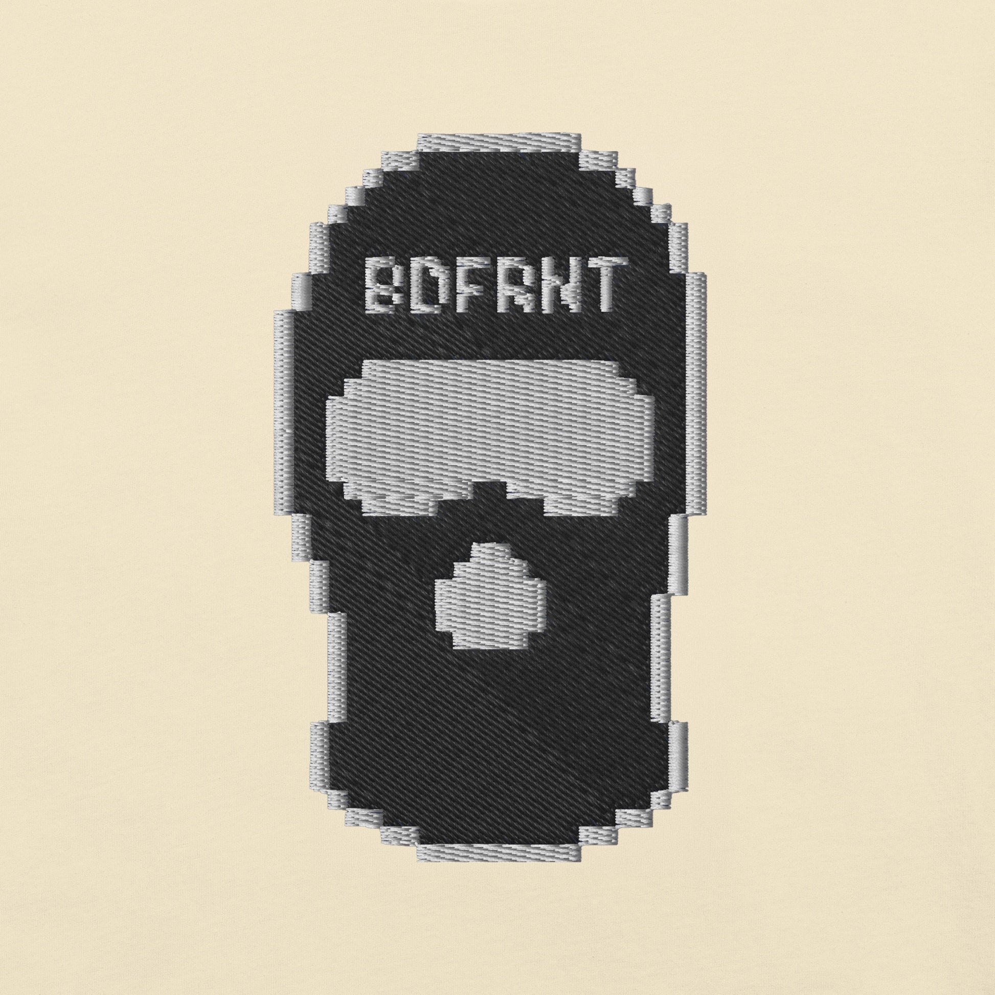 Beige-Pixel Balaclava Graffiti Sweatshirt from B.Different Clothing, graphic, graffiti-inspired streetwear, oversized heavyweight