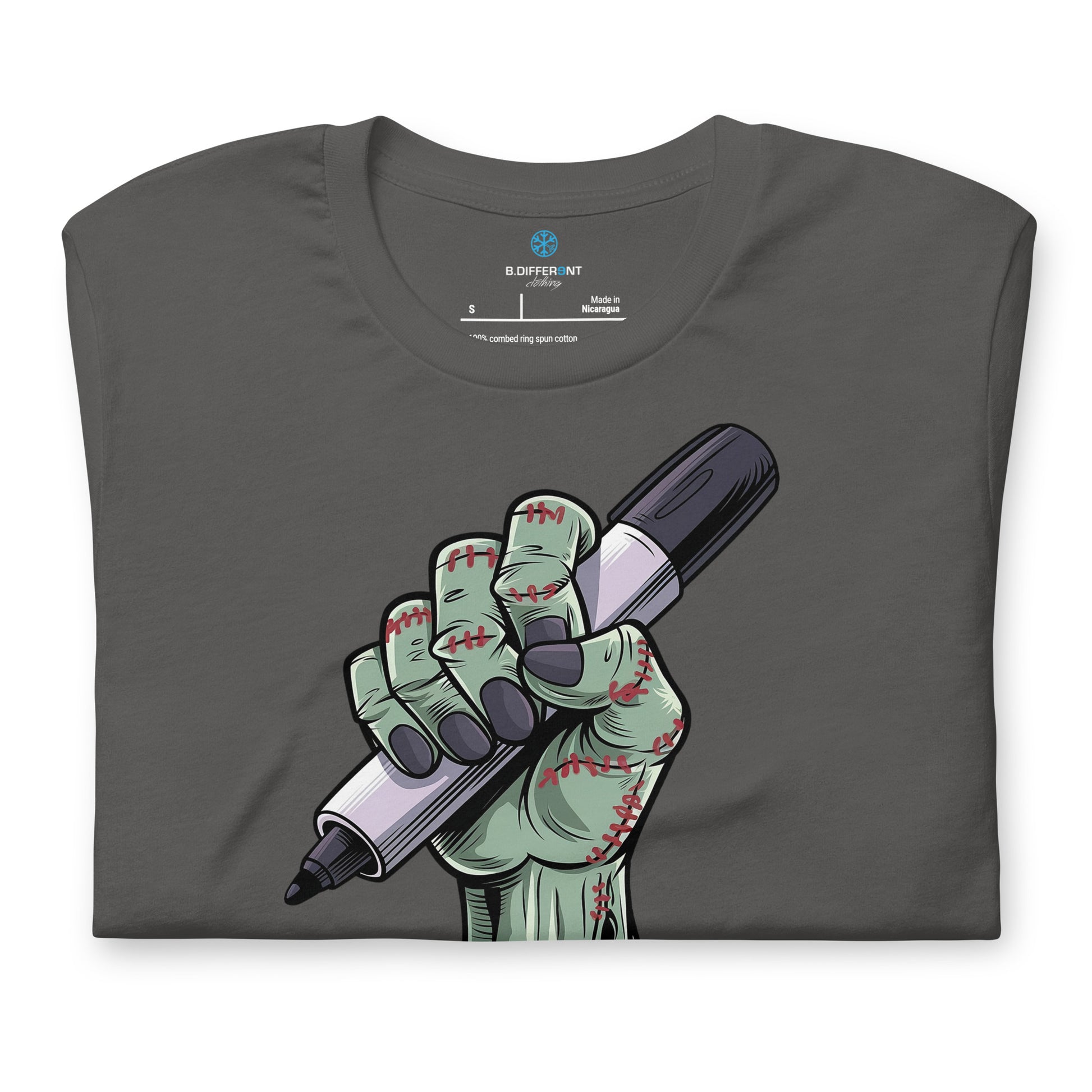 Darkgray-Thing Graffiti Tee from B.Different Clothing, folded, graffiti-inspired streetwear t-shirt