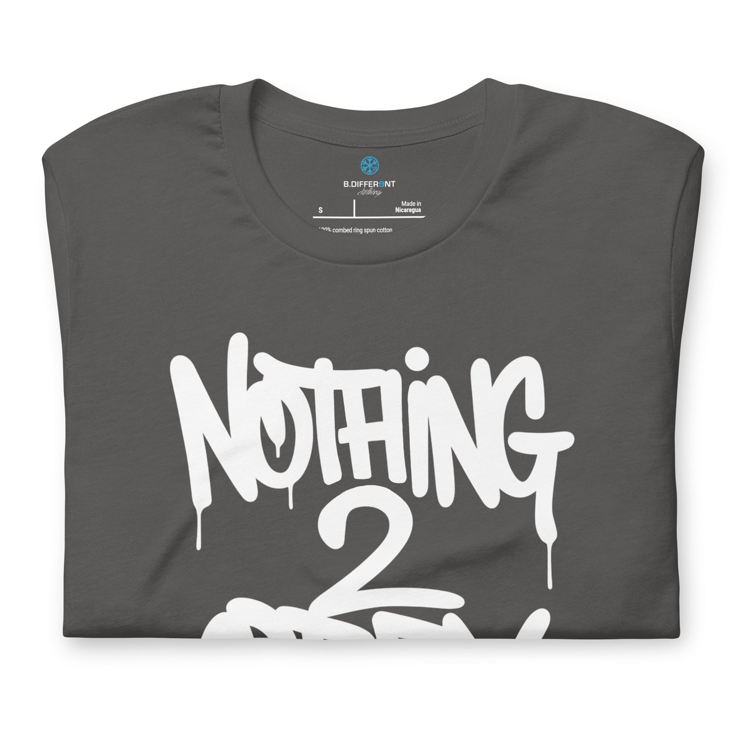 Darkgray-Nothing 2 Obey Graffiti Tee from B.Different Clothing, folded, graffiti-inspired streetwear t-shirt