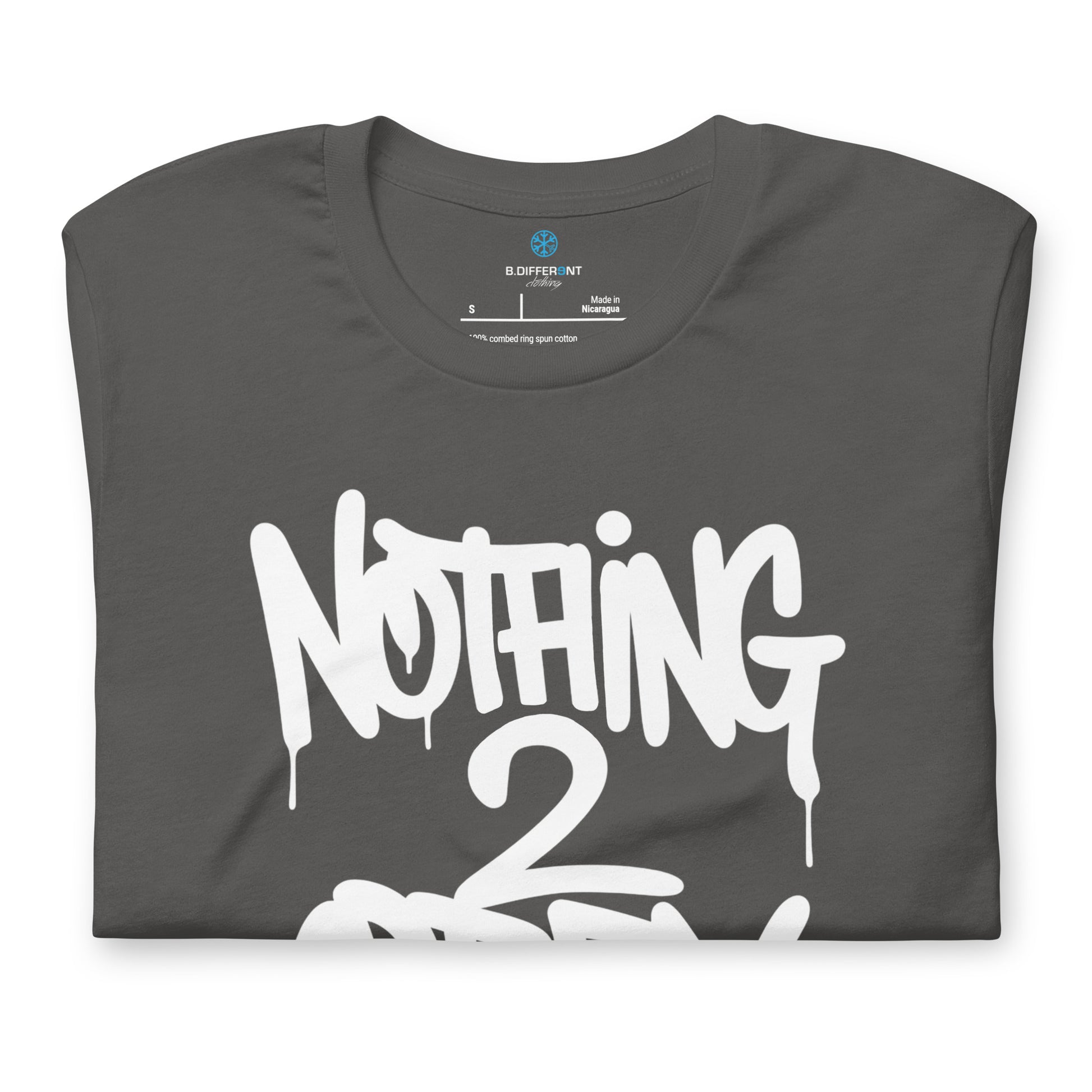 Darkgray-Nothing 2 Obey Graffiti Tee from B.Different Clothing, folded, graffiti-inspired streetwear t-shirt