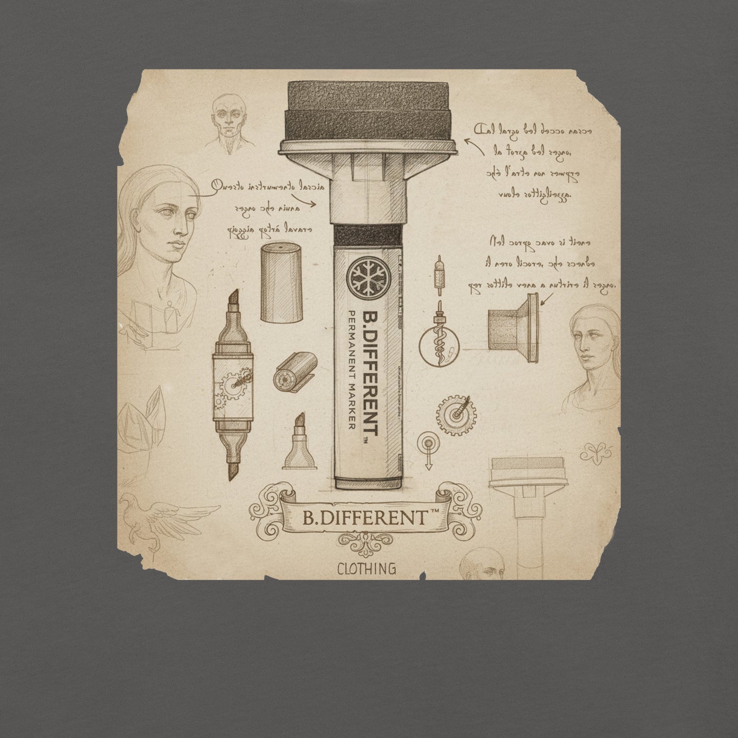 Gray-Marker Sketch Graffiti Tee from B.Different Clothing, graphic, graffiti-inspired streetwear t-shirt