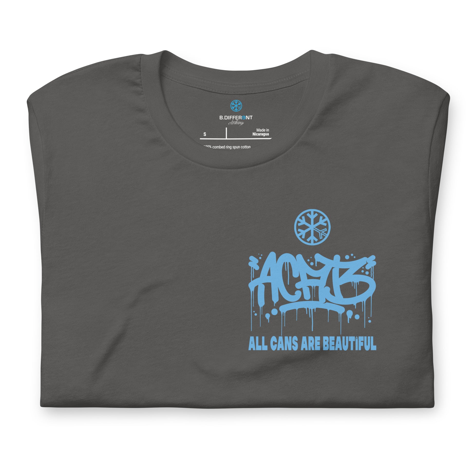 Gray-ACAB Graffiti Character Tee from B.Different Clothing, folded, graffiti-inspired streetwear t-shirt