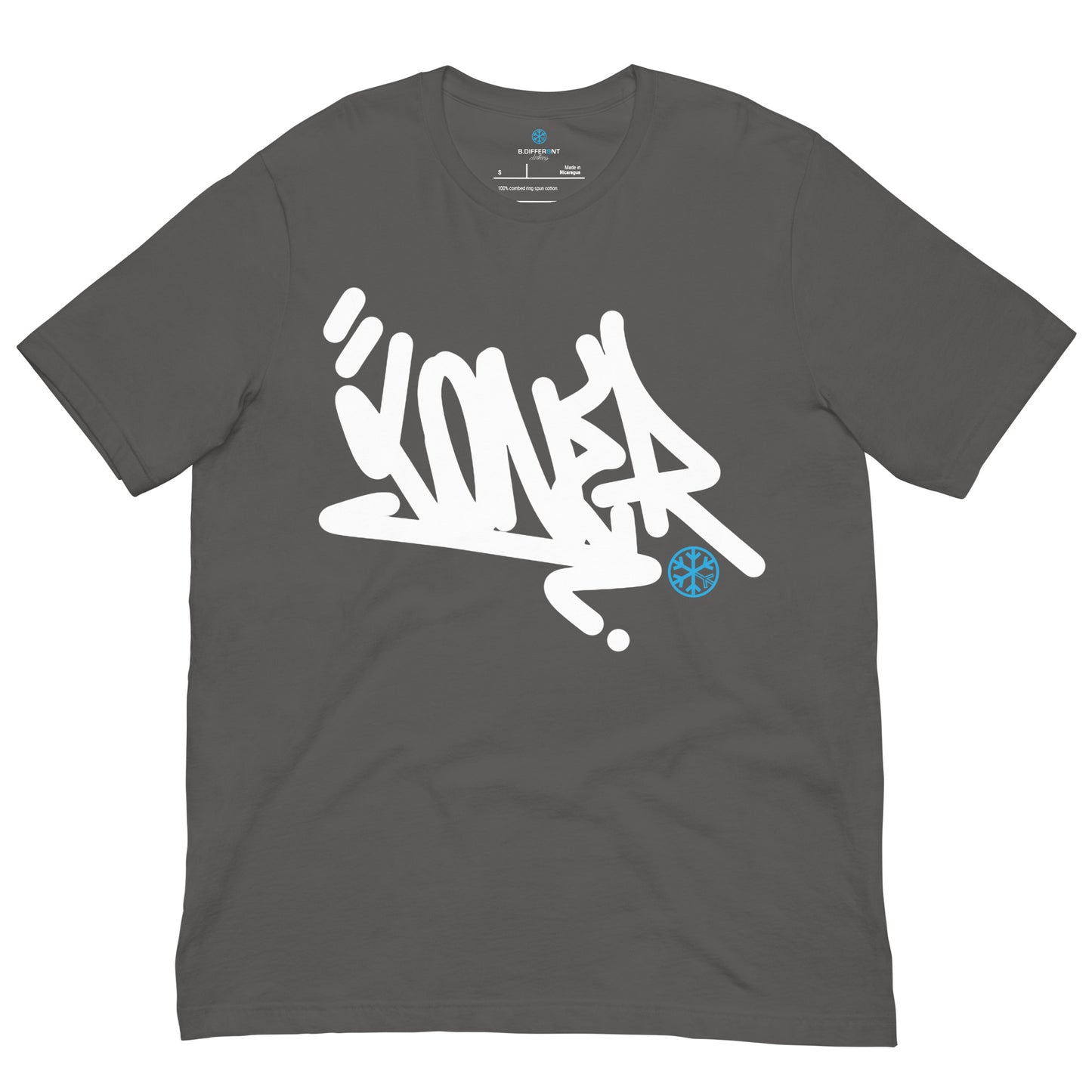 Darkgray-Loner Graffiti Tag Tee from B.Different Clothing, front view, graffiti-inspired streetwear t-shirt
