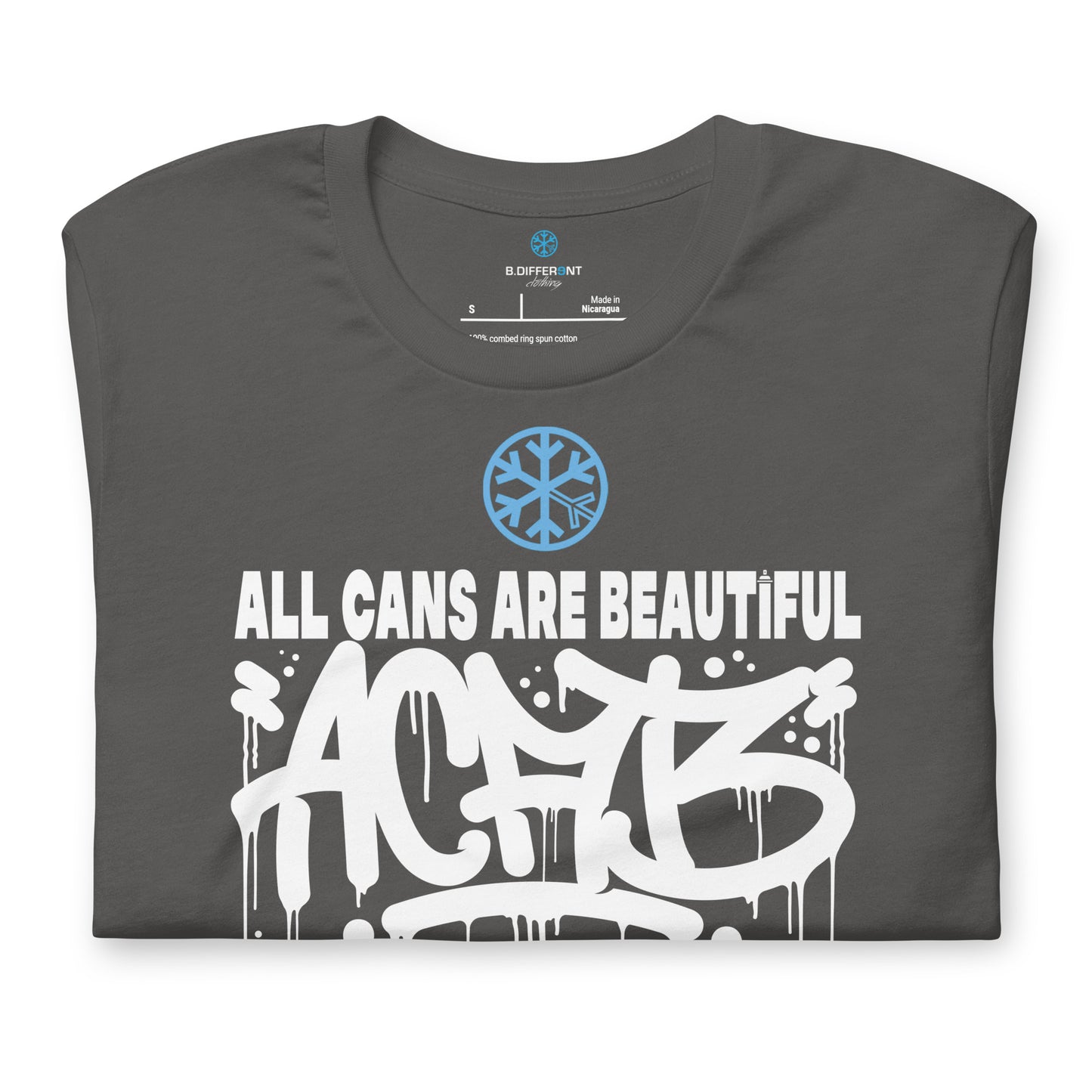 Darkgray-Acab Graffiti Tag Tee from B.Different Clothing, folded, graffiti-inspired streetwear t-shirt