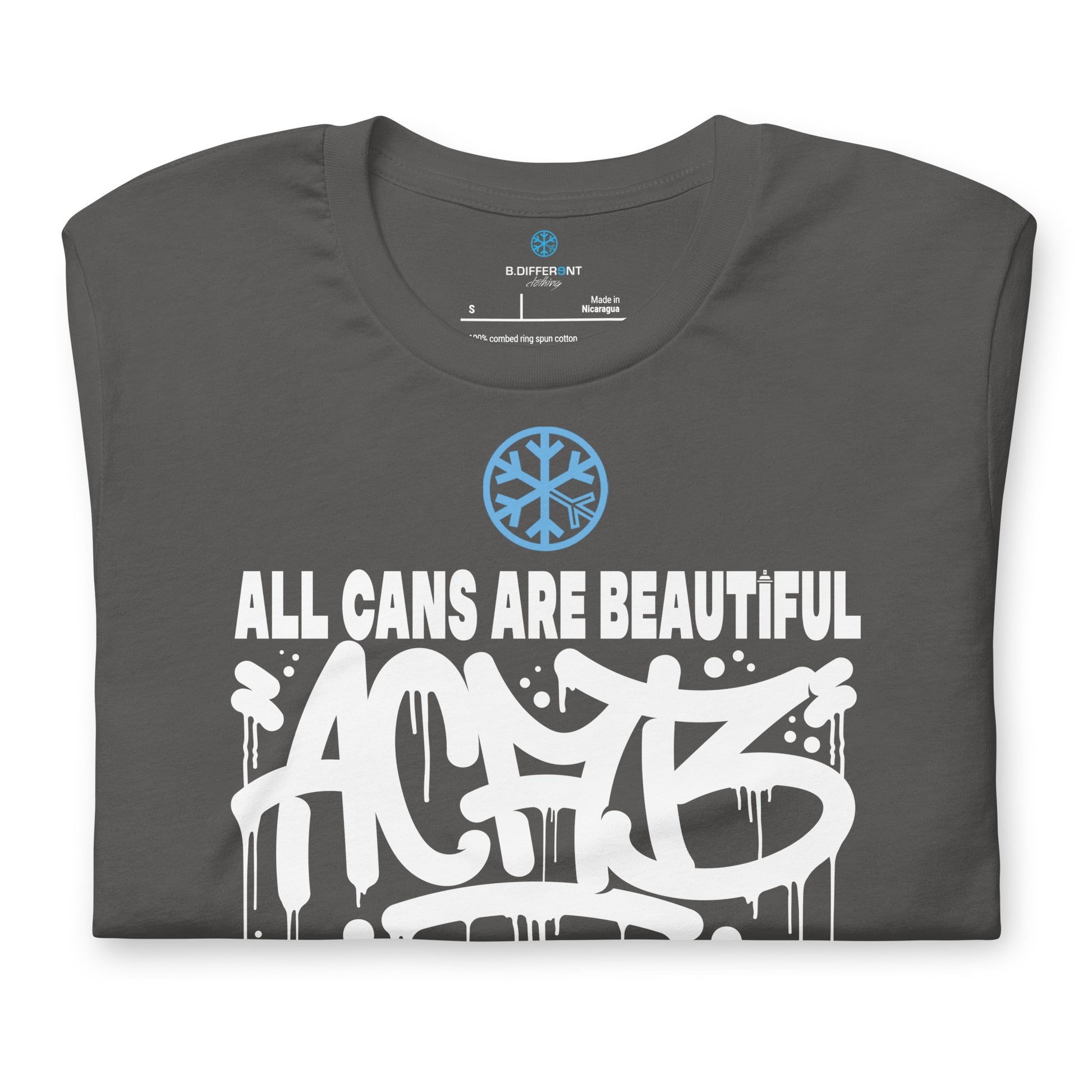 Darkgray-Acab Graffiti Tag Tee from B.Different Clothing, folded, graffiti-inspired streetwear t-shirt