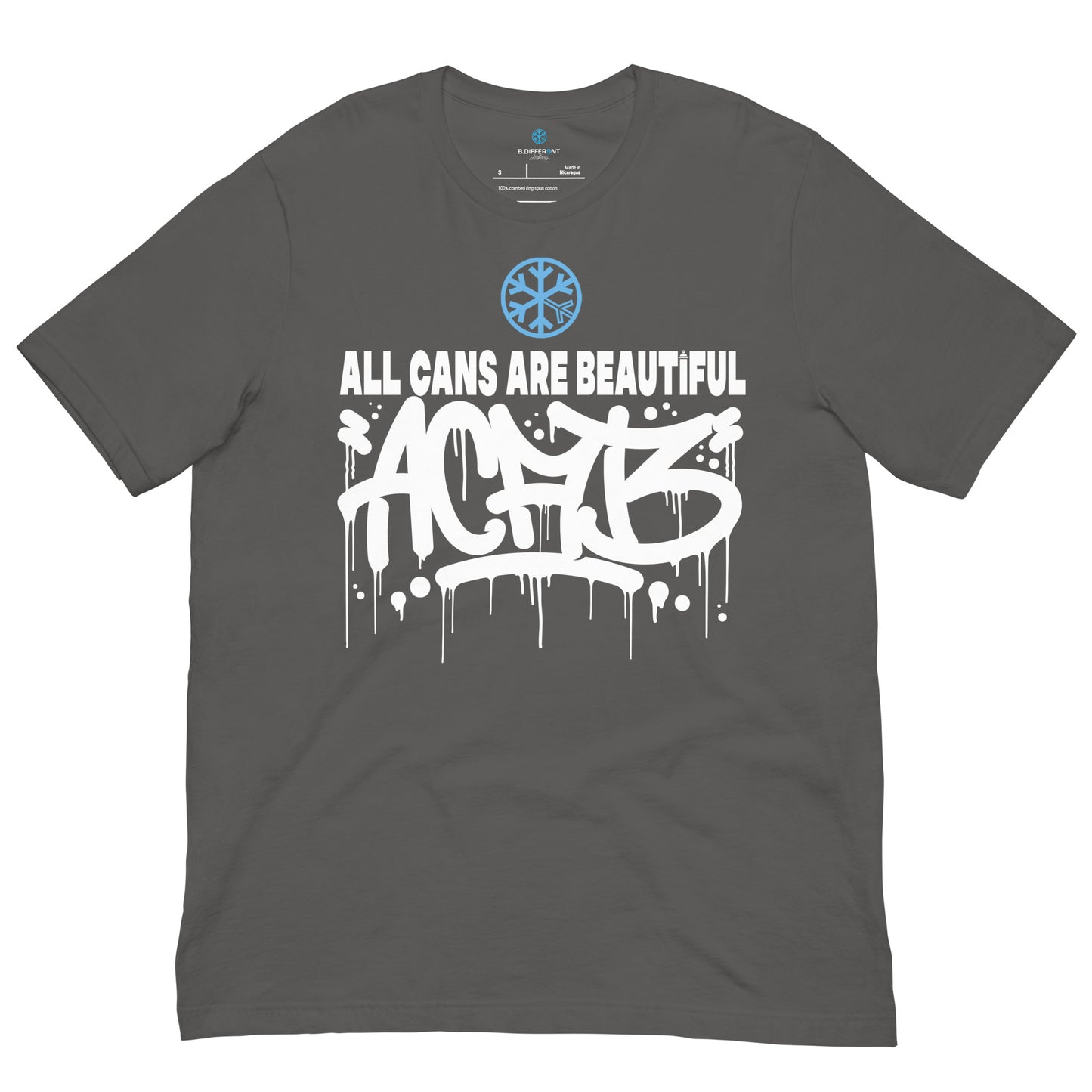 Darkgray-Acab Graffiti Tag Tee from B.Different Clothing, front view, graffiti-inspired streetwear t-shirt
