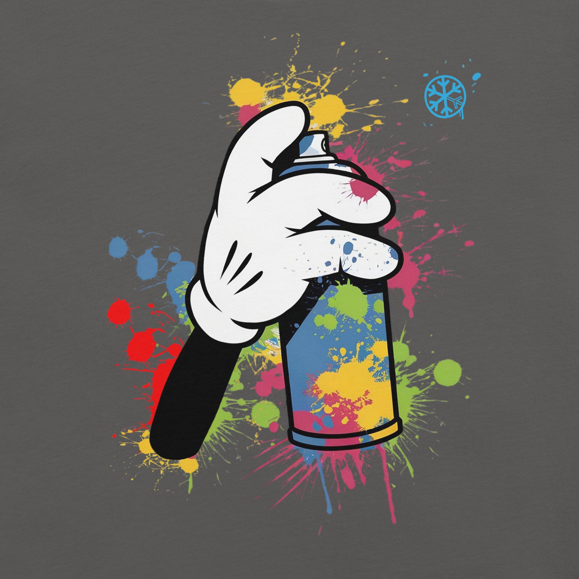 Gray-Hand Spray Can Graffiti Tee from B.Different Clothing, graphic, graffiti-inspired streetwear t-shirt