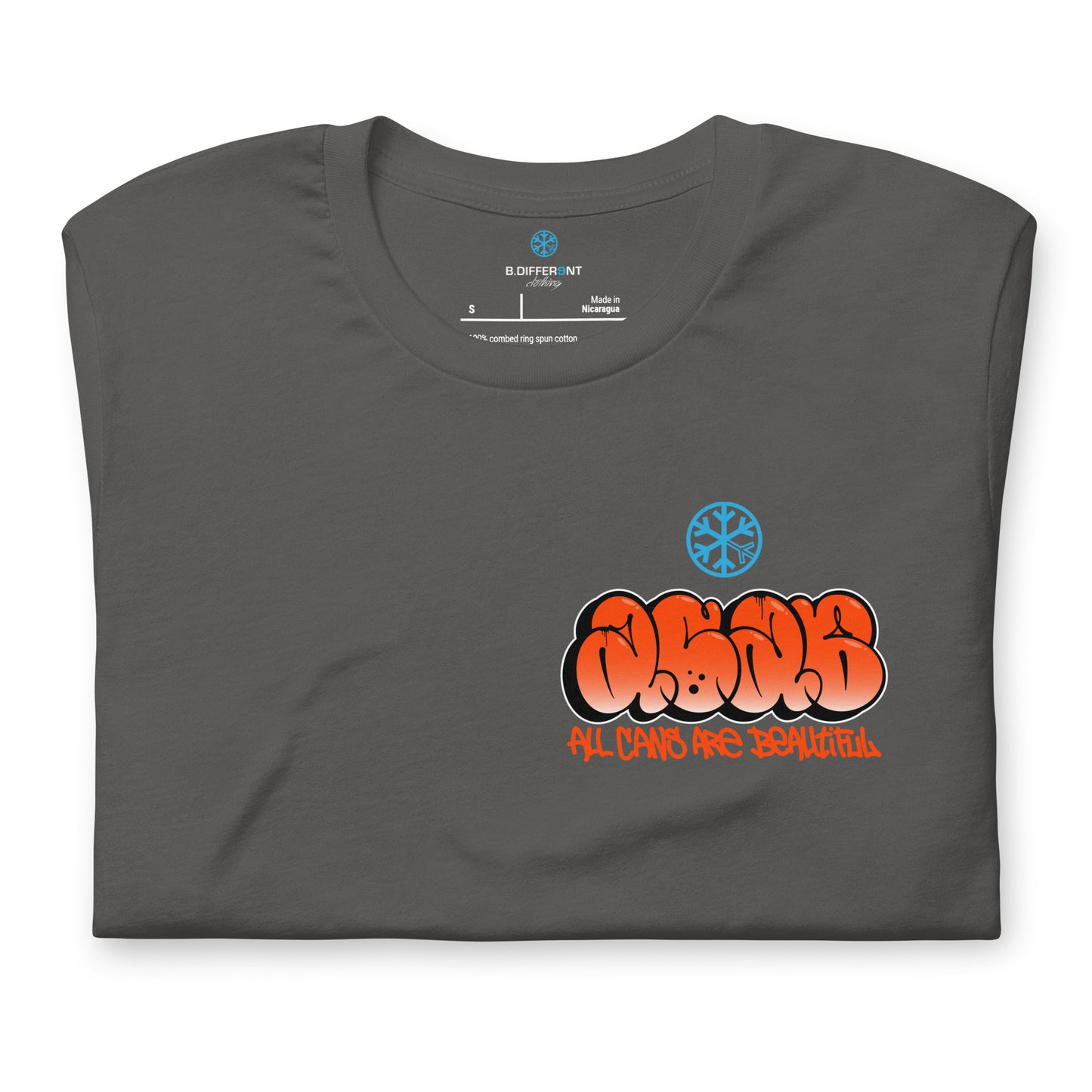 Gray-ACAB Girl Graffiti Tee from B.Different Clothing, folded, graffiti-inspired streetwear