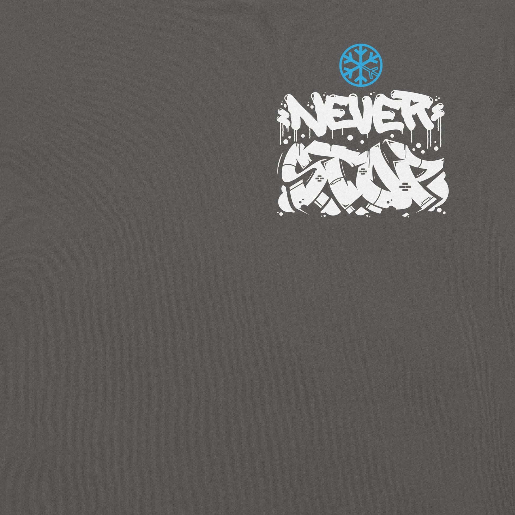 Gray-Never Stop Graffiti Character Tee from B.Different Clothing, front graphic, graffiti-inspired streetwear t-shirt