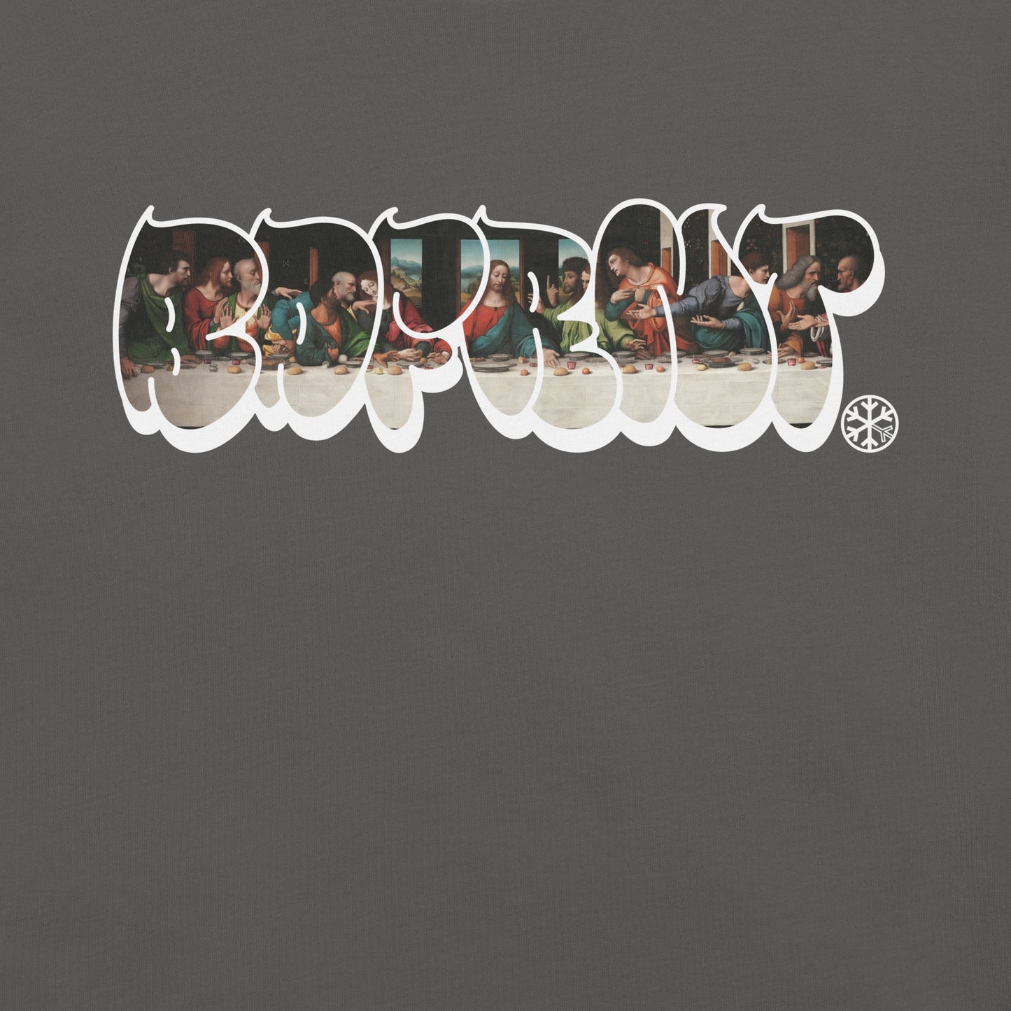 Gray-BDFRNT Throwie x Last Supper Graffiti Tee from B.Different Clothing, graphic, graffiti-inspired streetwear t-shirt