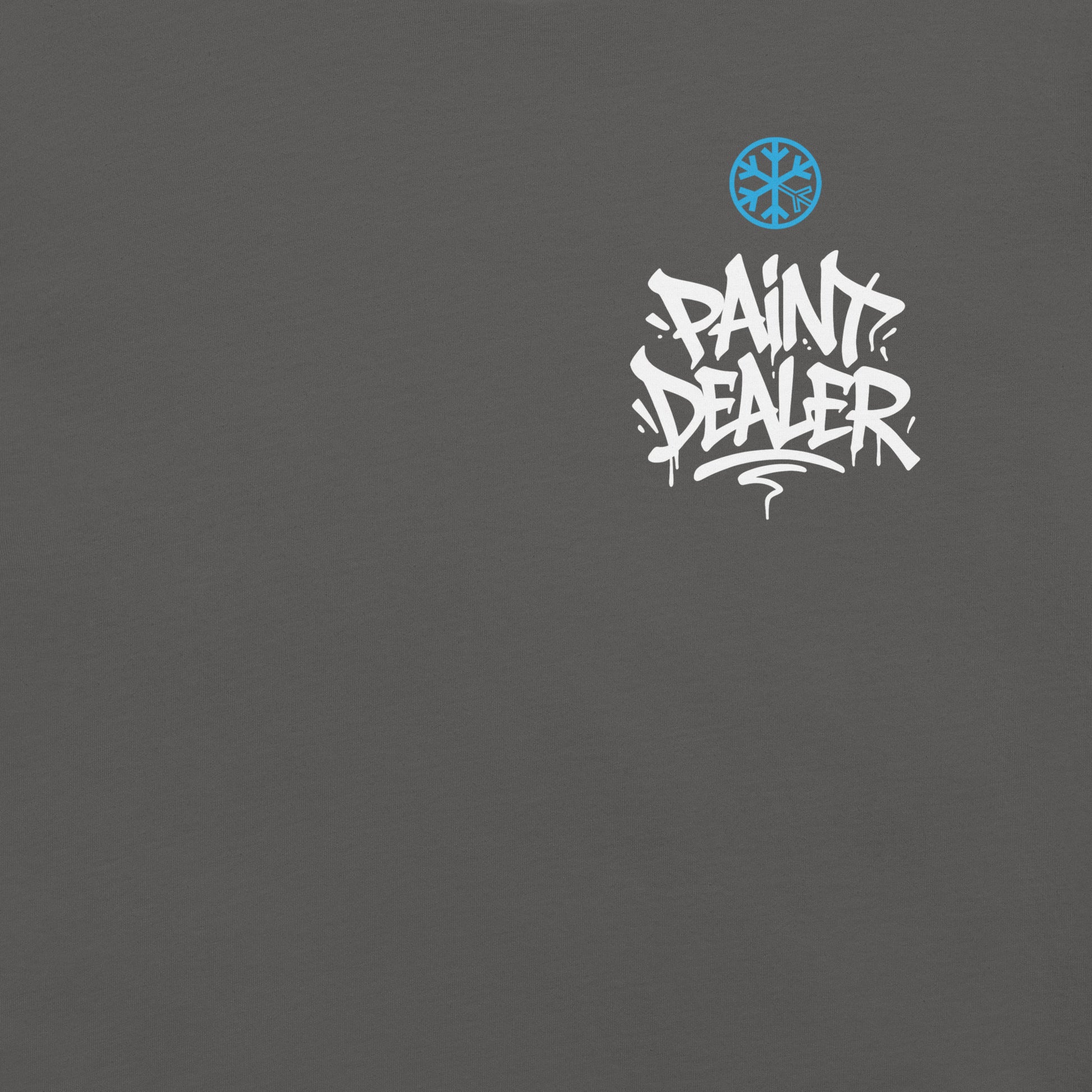 Gray-Paint Dealer Graffiti Character Tee from B.Different Clothing, front graphic, graffiti-inspired streetwear t-shirt